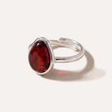 Cherry Amber ELEMENT Solitaire Adjustable Ring — Baltic amber and sterling silver jewellery by Baltic Beauty