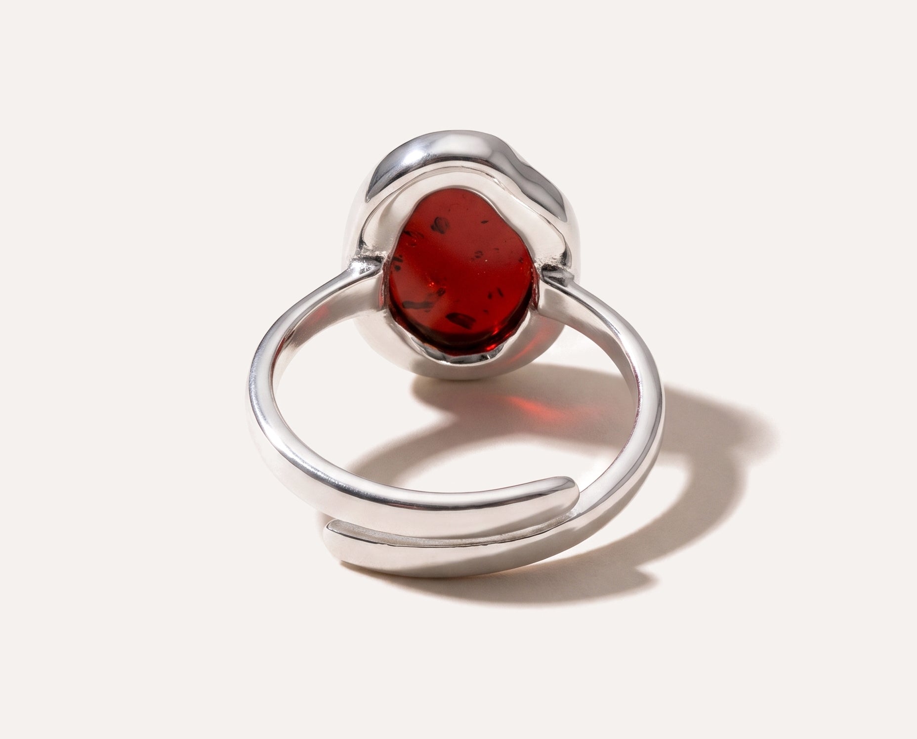 Cherry Amber ELEMENT Solitaire Adjustable Ring — Baltic amber and sterling silver jewellery by Baltic Beauty