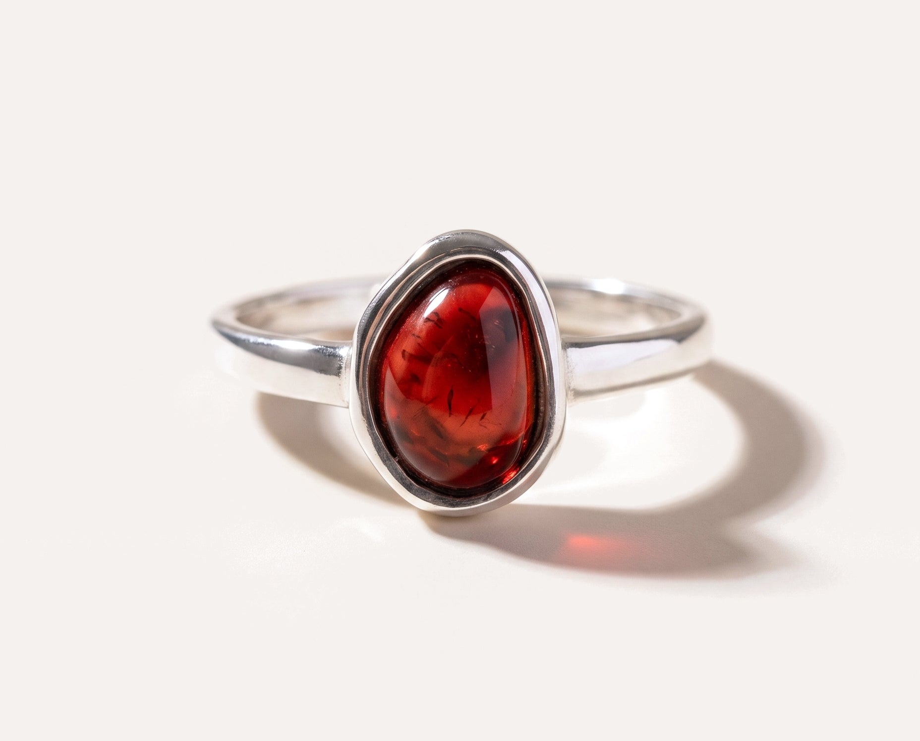 Cherry Amber ELEMENT Stacking Ring — Baltic amber and sterling silver jewellery by Baltic Beauty