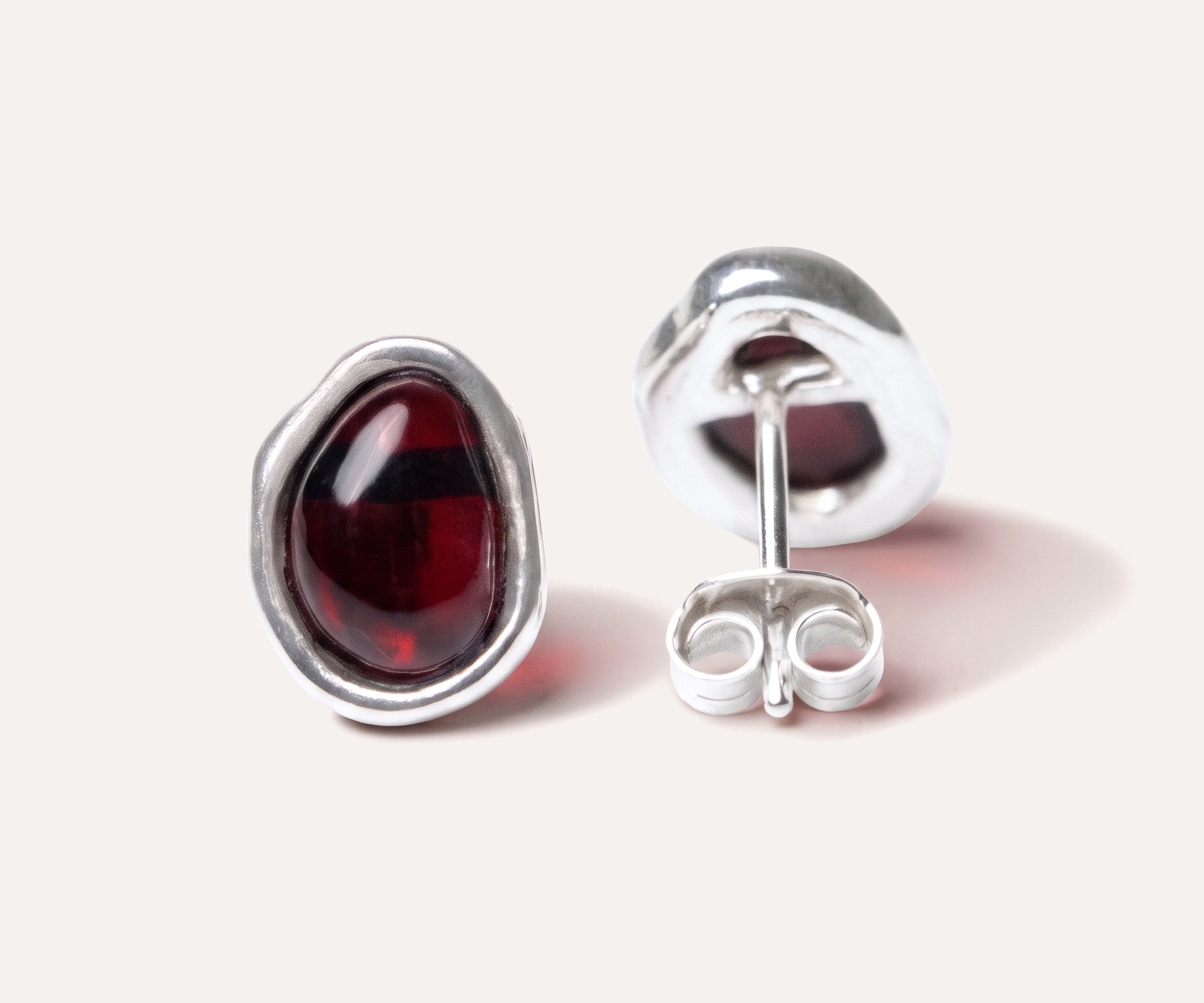 Cherry Amber ELEMENTS Stud Earrings — Baltic amber and sterling silver jewellery by Baltic Beauty
