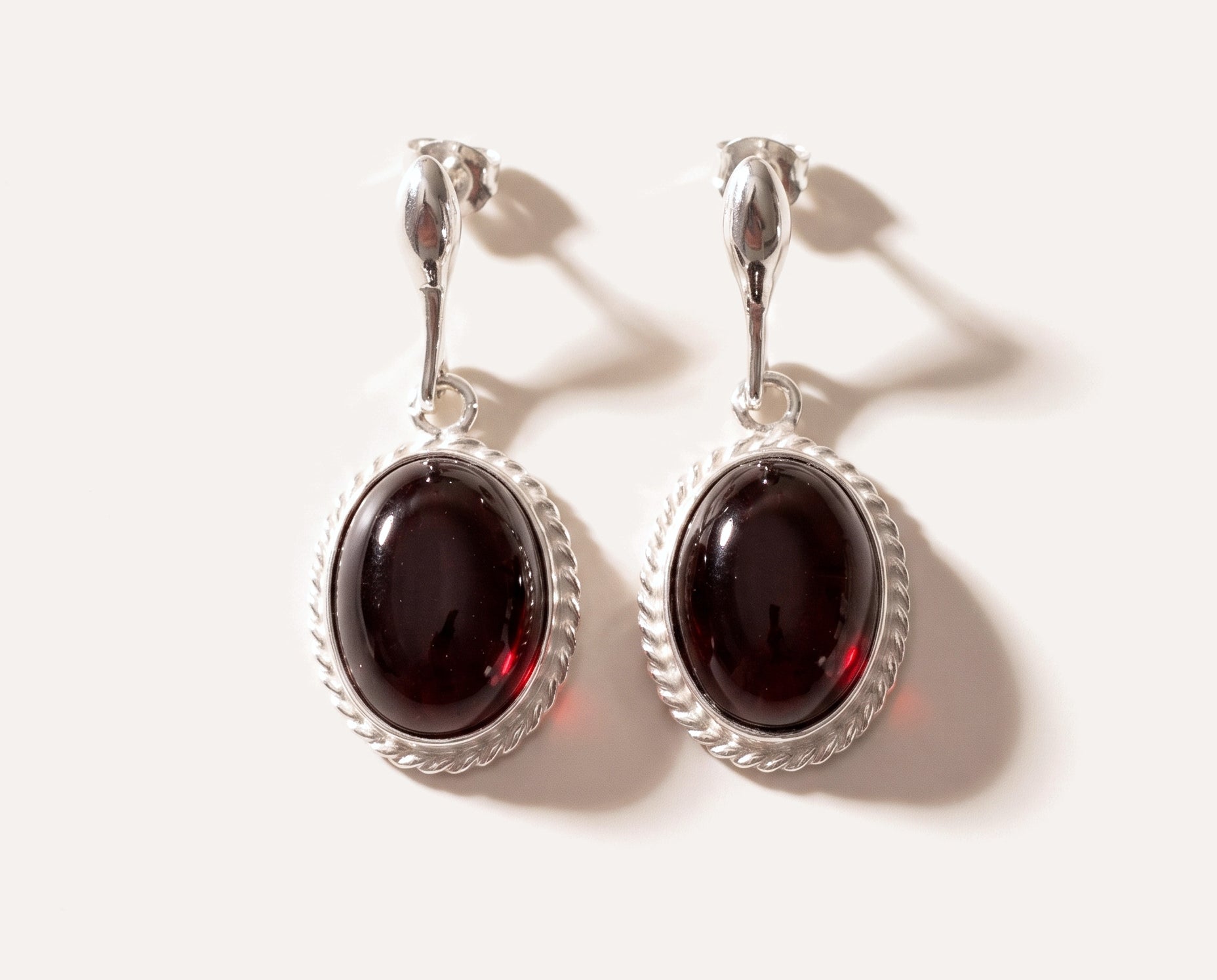 Cherry Red Amber Quintessence Dangle Earrings — Baltic amber and sterling silver jewellery by Baltic Beauty