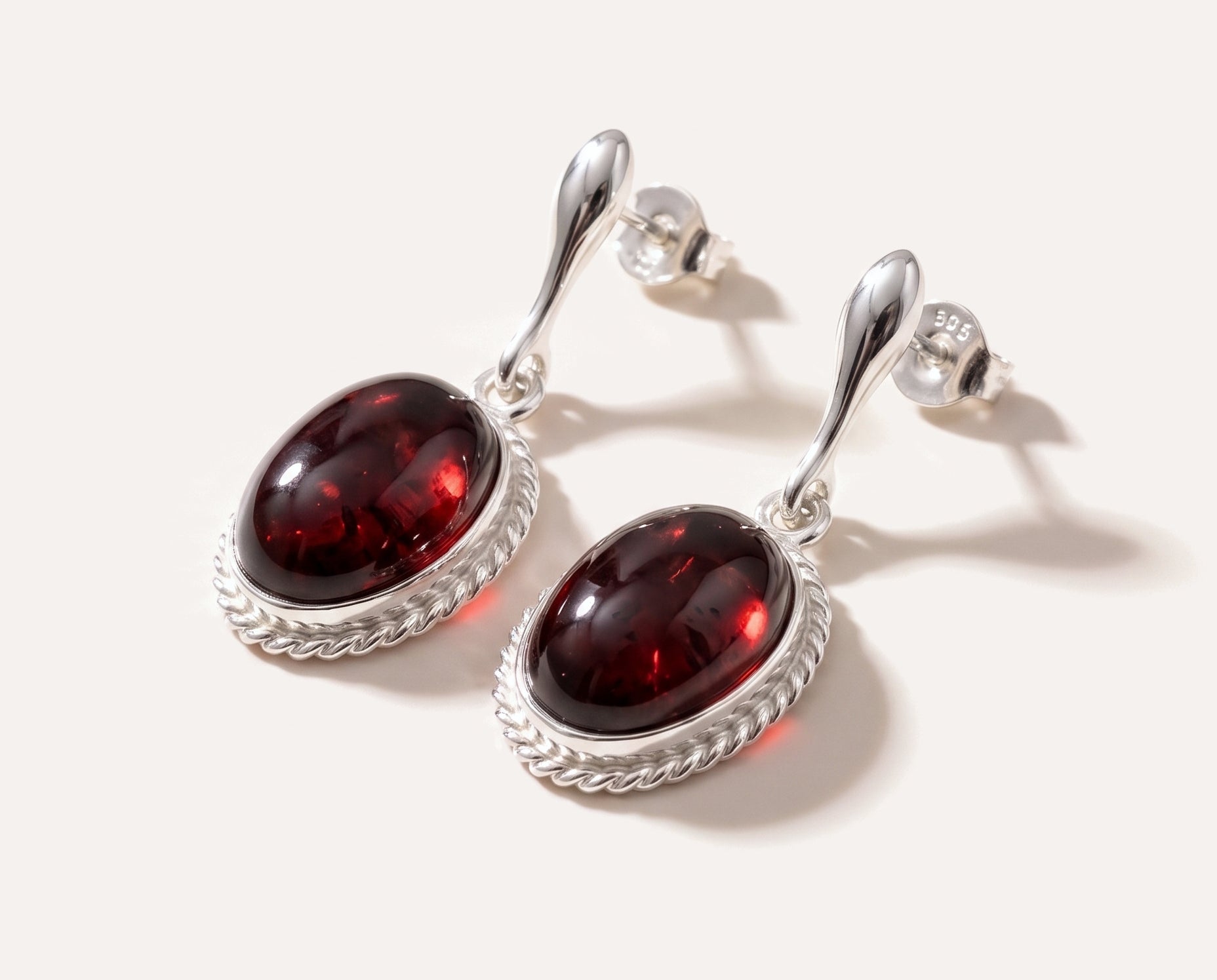 Cherry Red Amber Quintessence Dangle Earrings — Baltic amber and sterling silver jewellery by Baltic Beauty