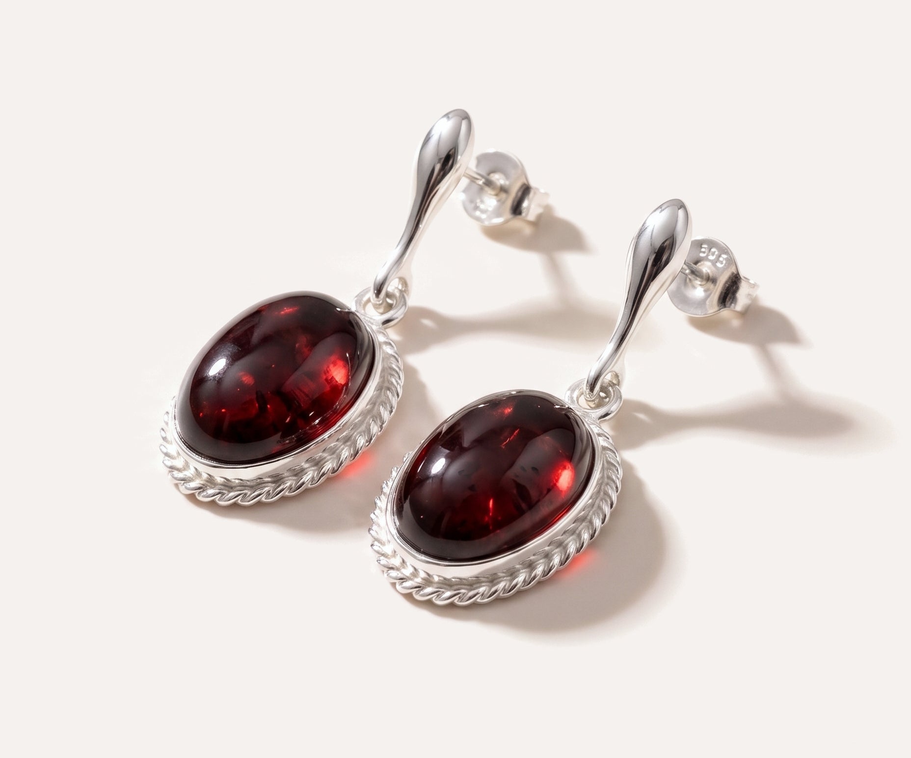 Cherry Red Amber Quintessence Dangle Earrings — Baltic amber and sterling silver jewellery by Baltic Beauty