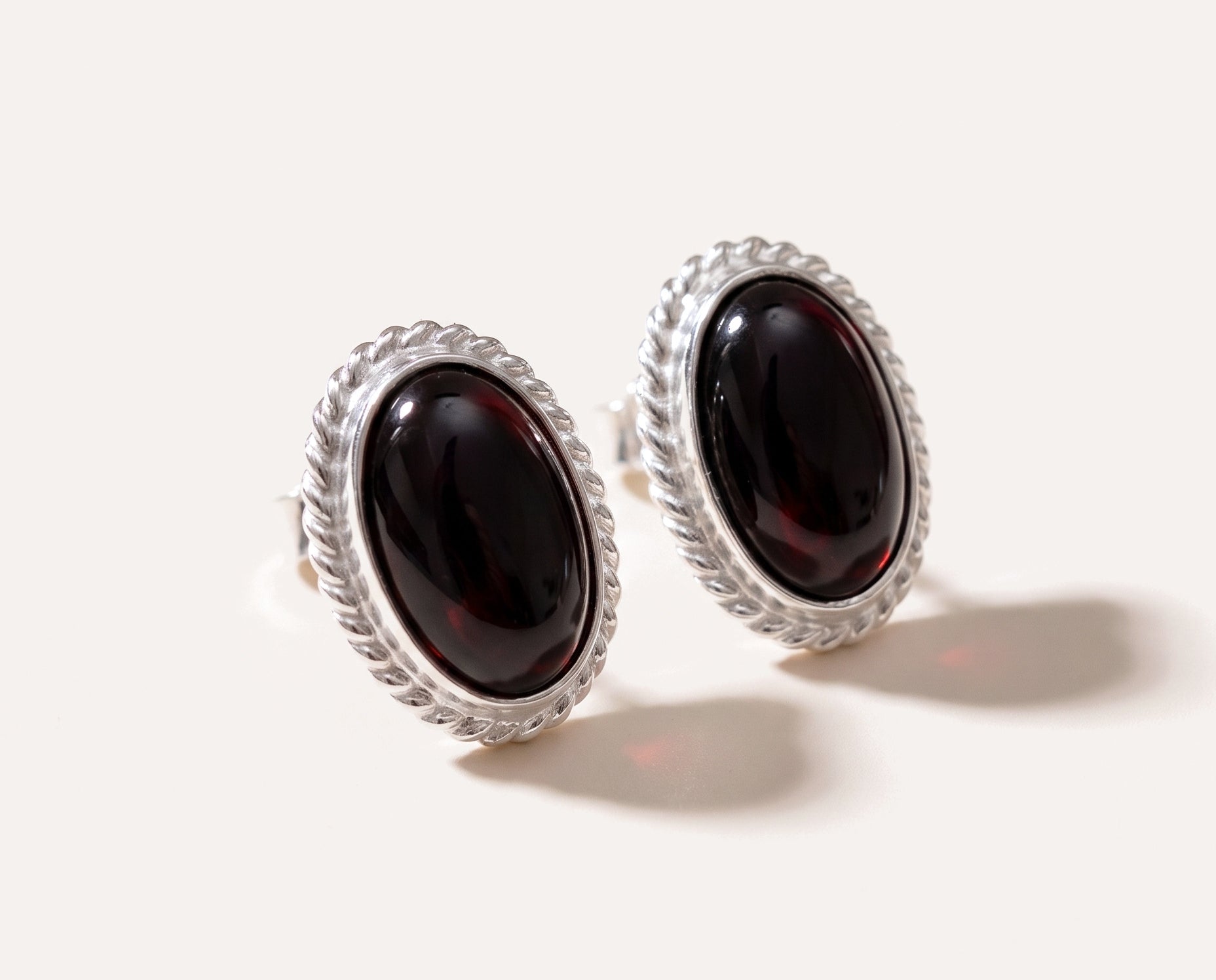 Cherry Red Amber Quintessence Stud Earrings — Baltic amber and sterling silver jewellery by Baltic Beauty