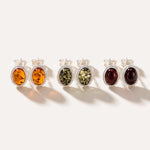 Cherry Red Amber Quintessence Stud Earrings — Baltic amber and sterling silver jewellery by Baltic Beauty