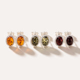 Cherry Red Amber Quintessence Stud Earrings — Baltic amber and sterling silver jewellery by Baltic Beauty