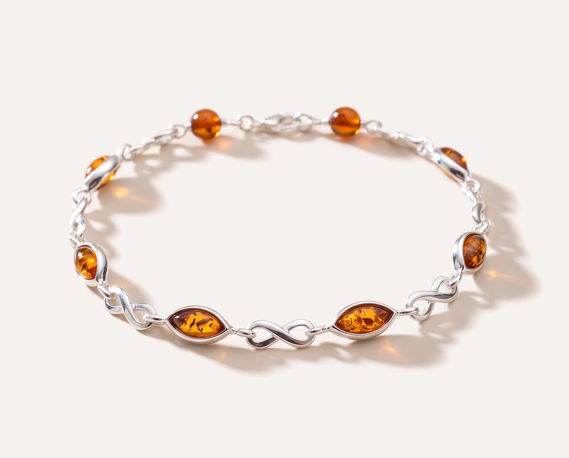Classic Amber Infinity Bracelet — Baltic amber and sterling silver jewellery by Baltic Beauty