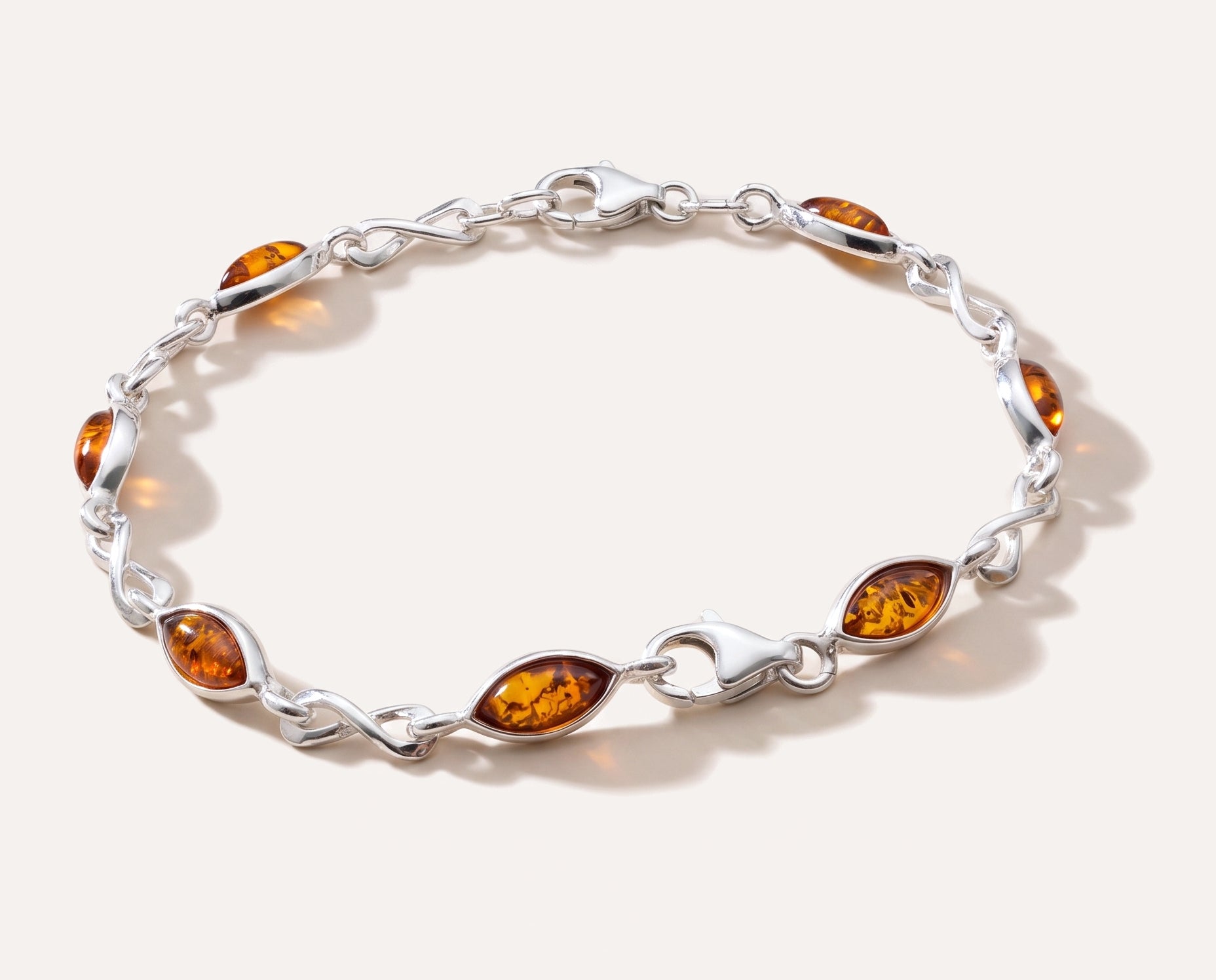 Classic Amber Infinity Bracelet — Baltic amber and sterling silver jewellery by Baltic Beauty