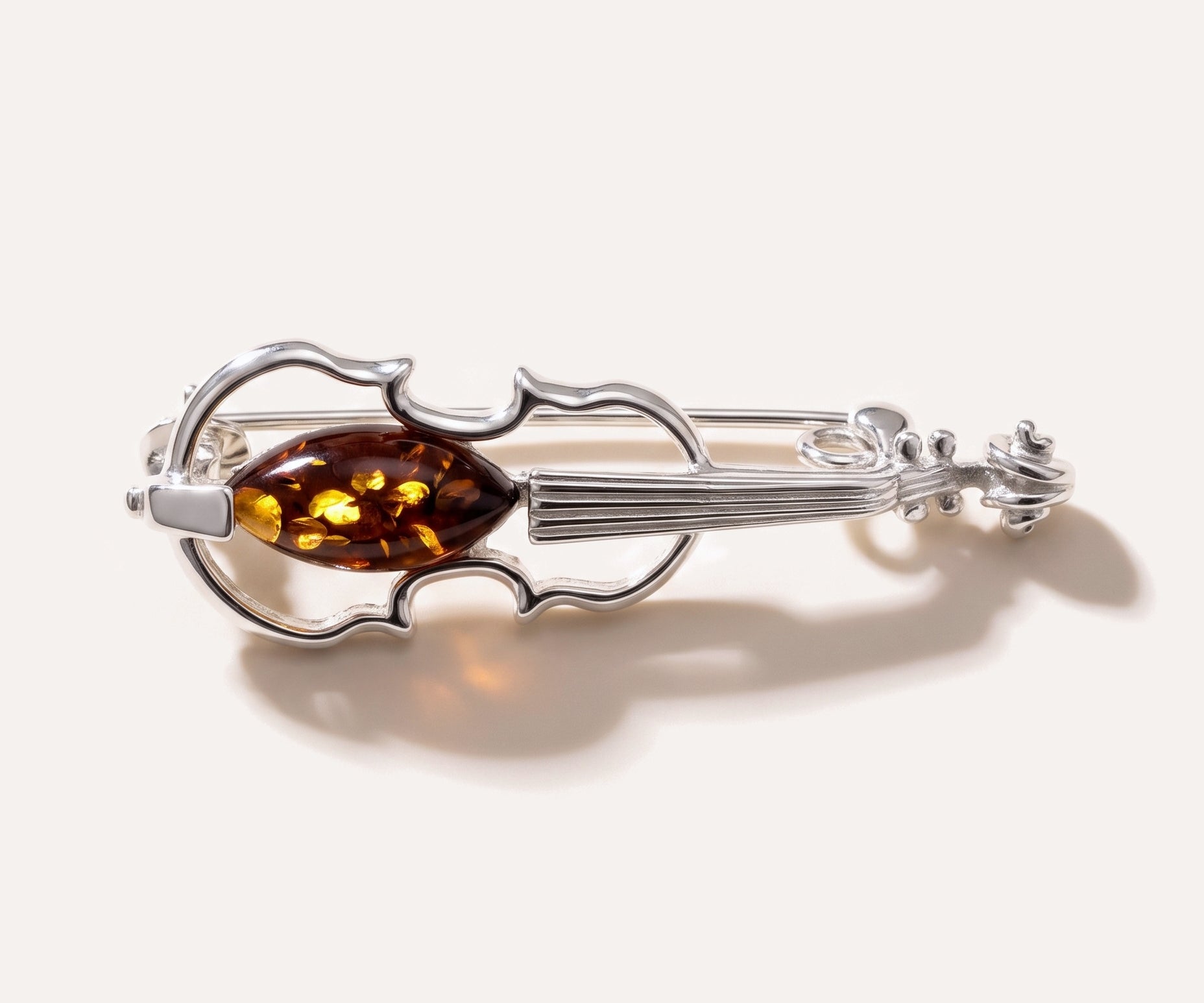 Classic Amber Violin Brooch — Baltic amber and sterling silver jewellery by Baltic Beauty