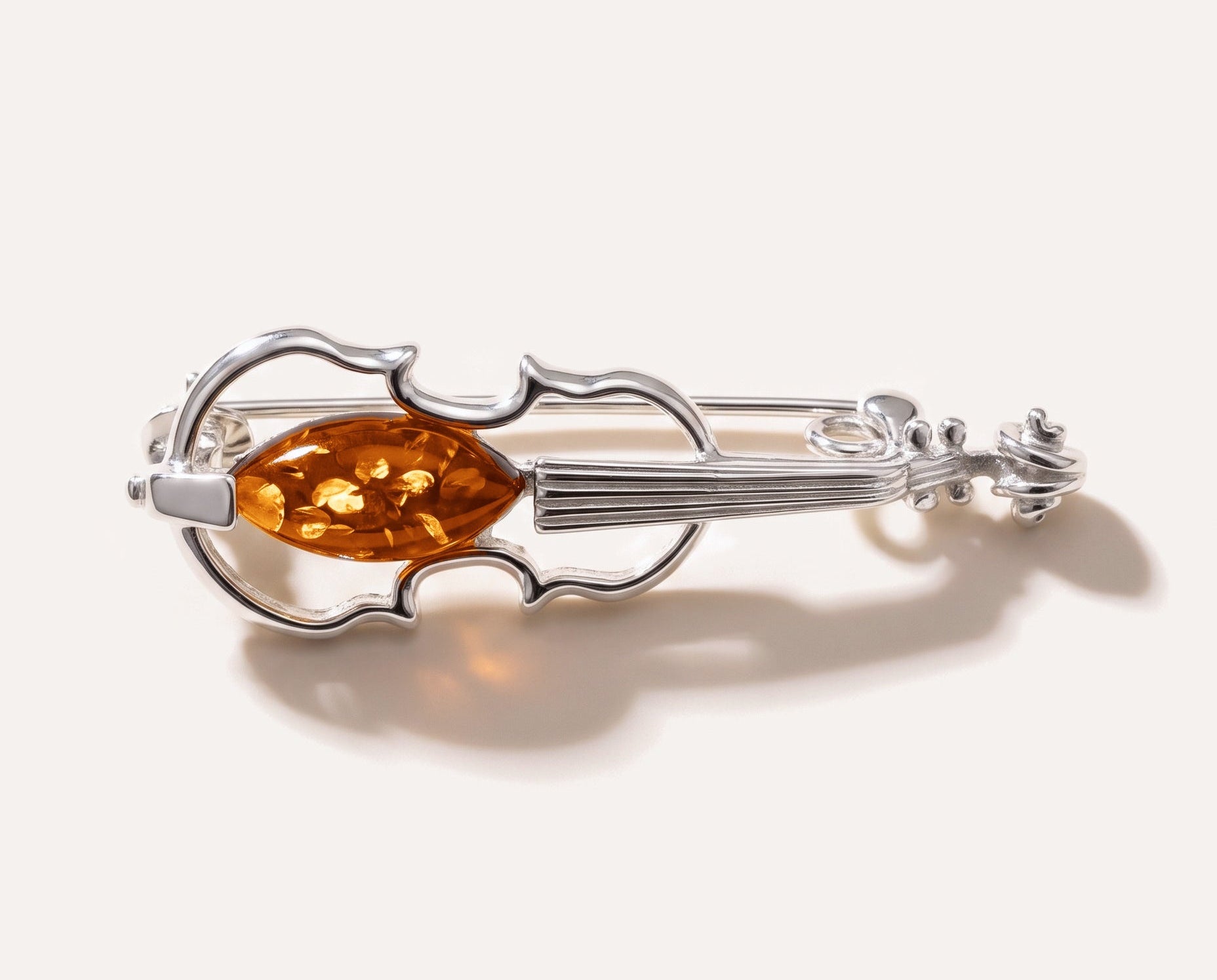 Classic Amber Violin Brooch — Baltic amber and sterling silver jewellery by Baltic Beauty