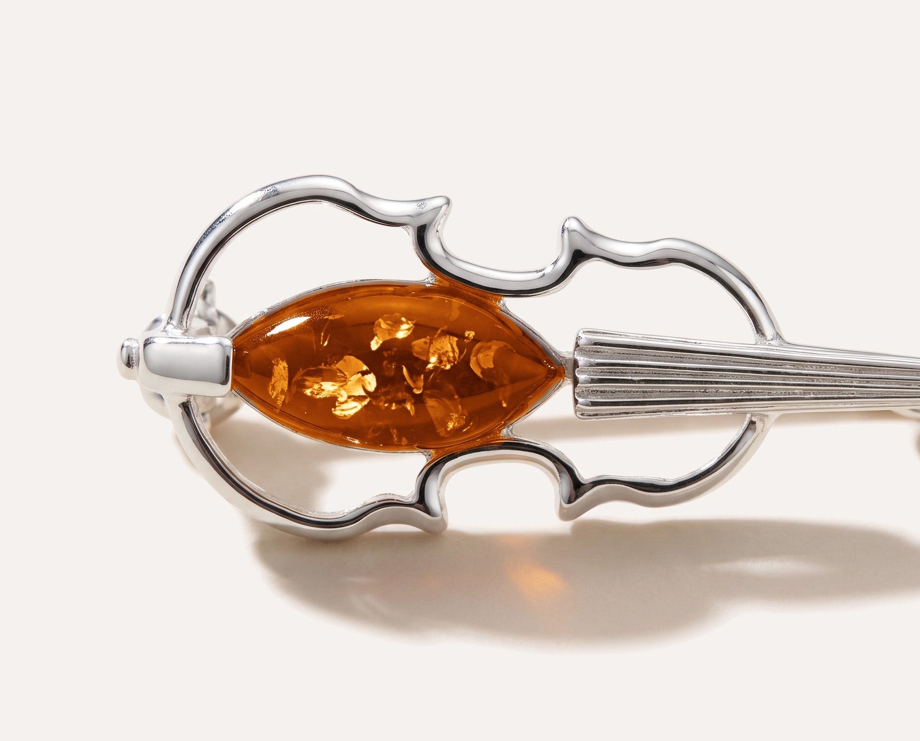 Classic Amber Violin Brooch — Baltic amber and sterling silver jewellery by Baltic Beauty