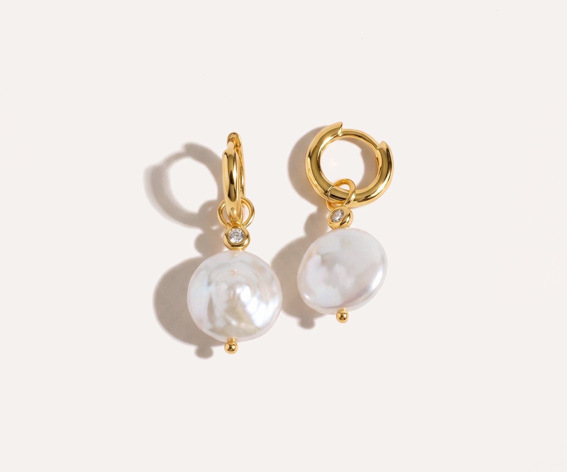 Classic Huggie Pearl Earrings — Baltic amber and sterling silver jewellery by Baltic Beauty