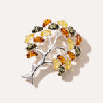 Colourful Large Amber Tree Brooch — Baltic amber and sterling silver jewellery by Baltic Beauty