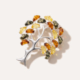 Colourful Large Amber Tree Brooch — Baltic amber and sterling silver jewellery by Baltic Beauty
