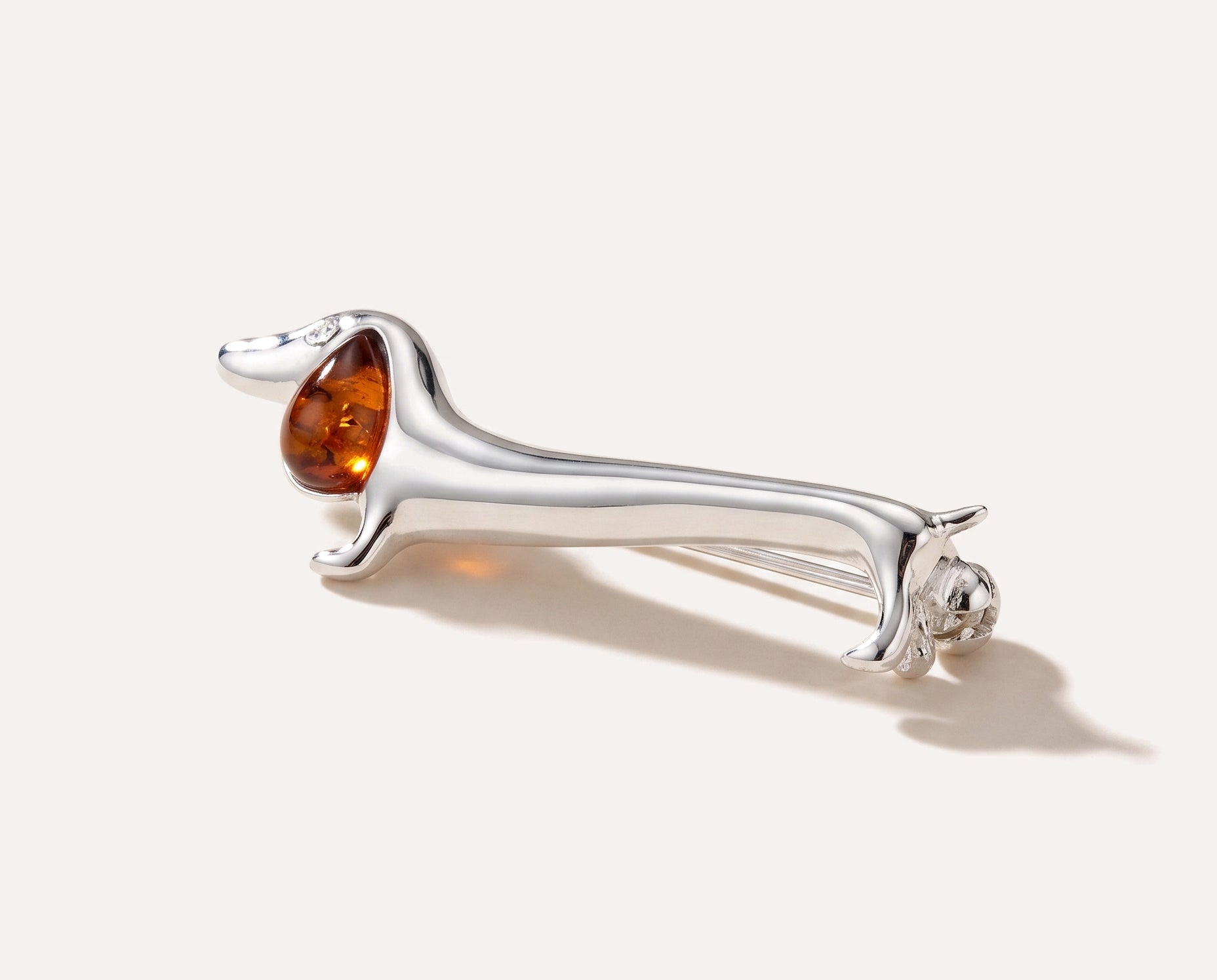 Dachshund Amber Dog Brooch — Baltic amber and sterling silver jewellery by Baltic Beauty