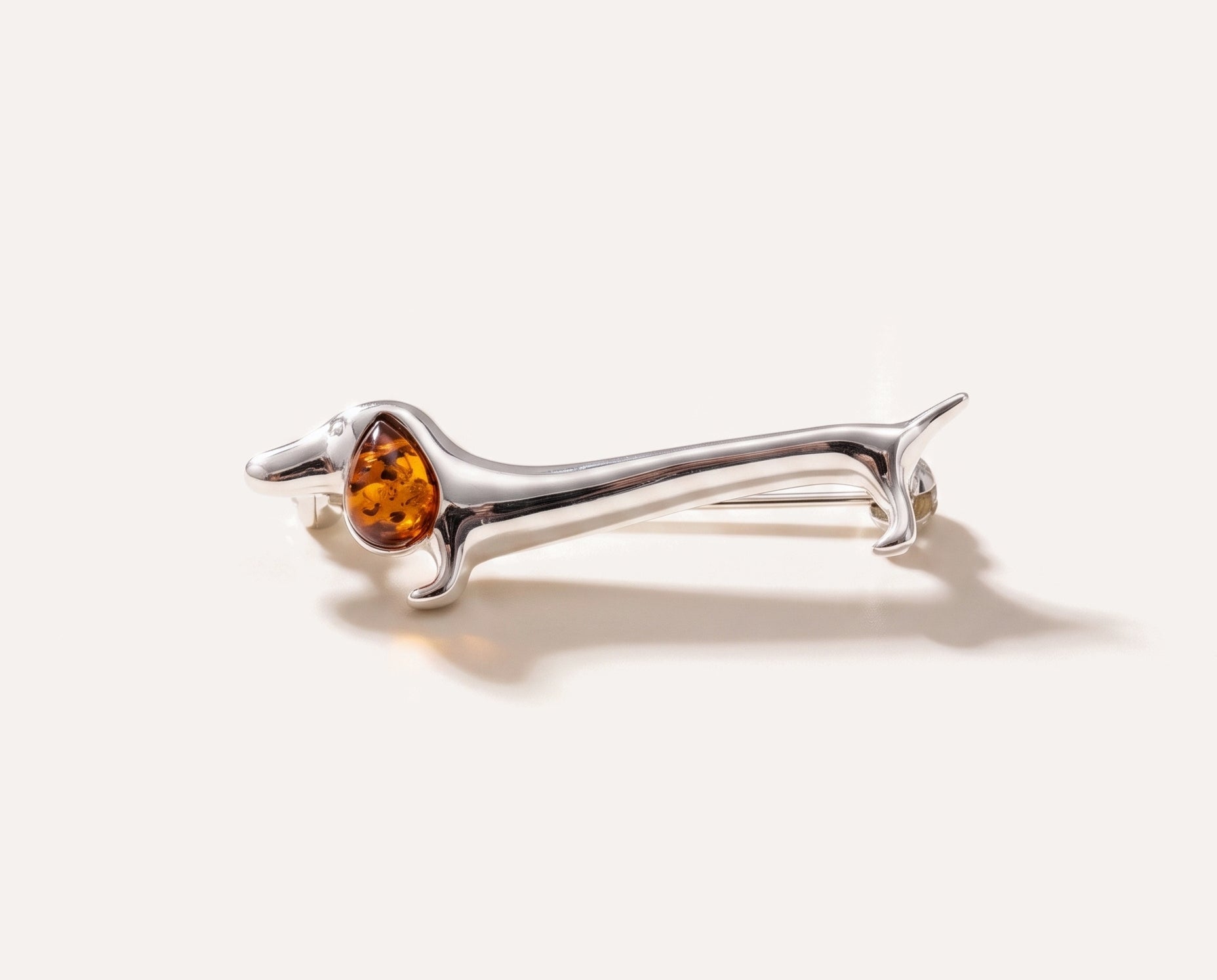 Dachshund Amber Dog Brooch — Baltic amber and sterling silver jewellery by Baltic Beauty