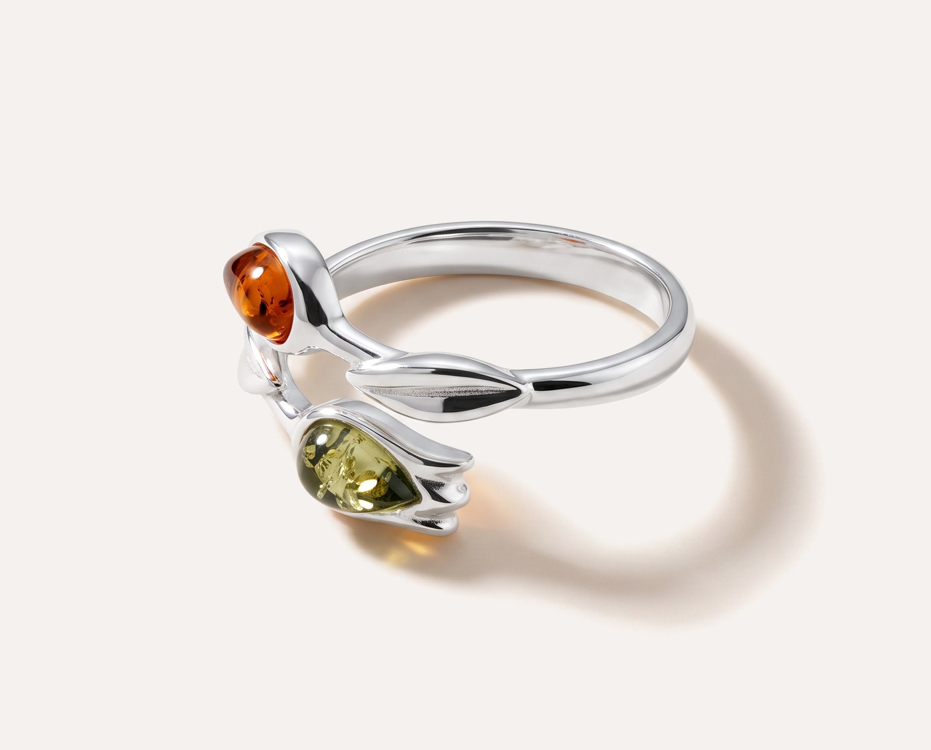 Two Tone Amber Tulip Ring — Baltic amber and sterling silver jewellery by Baltic Beauty
