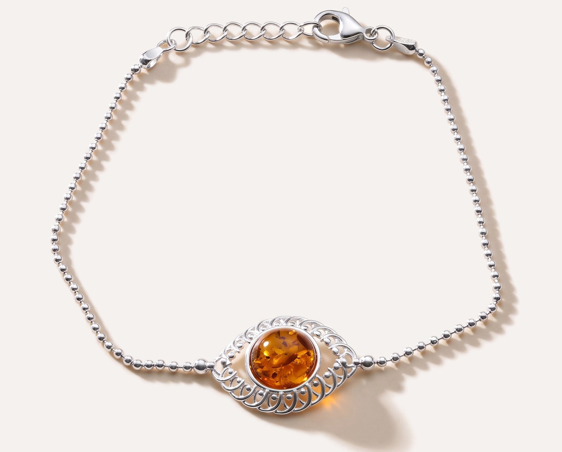Decorative Amber & Silver Ball Bracelet — Baltic amber and sterling silver jewellery by Baltic Beauty
