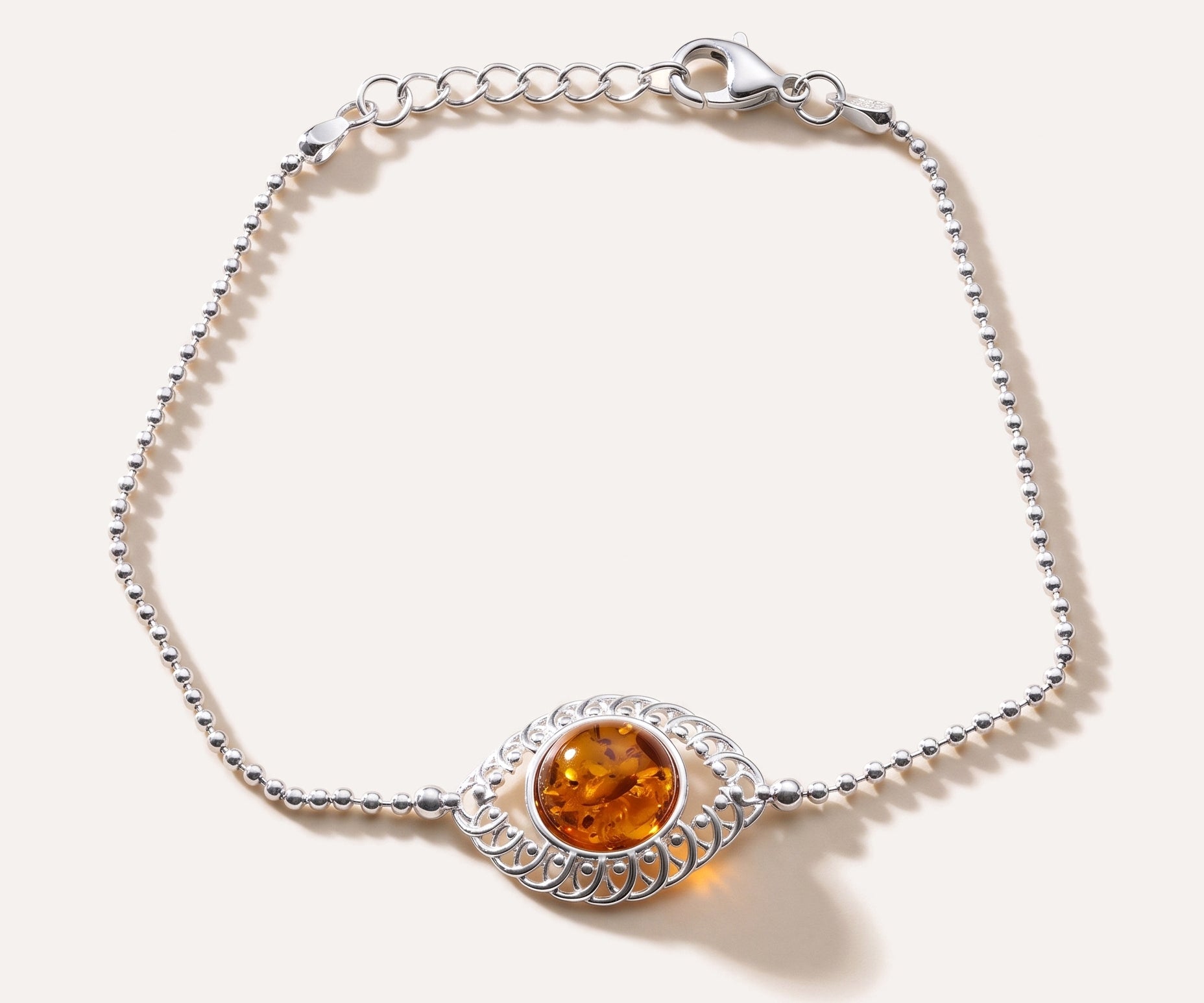 Decorative Amber & Silver Ball Bracelet — Baltic amber and sterling silver jewellery by Baltic Beauty