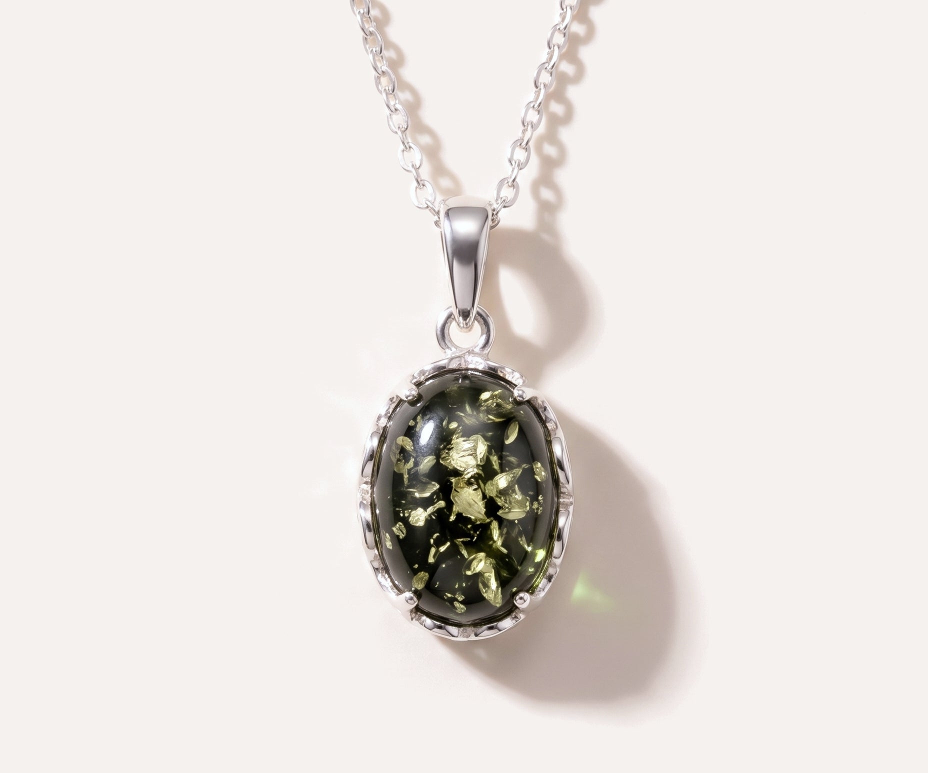 Demi Green Amber Drop Pendant — Baltic amber and sterling silver jewellery by Baltic Beauty