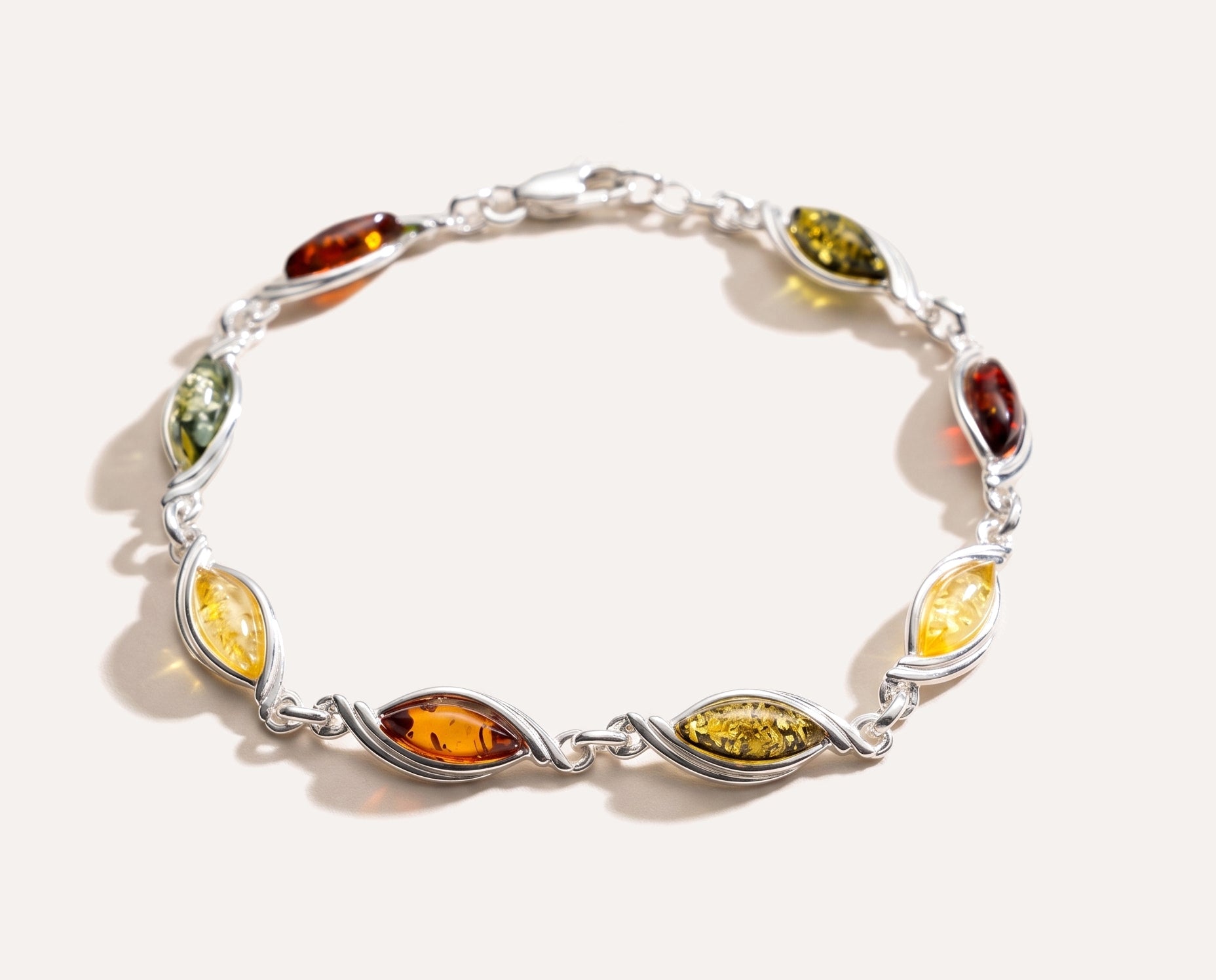 Elegant Multicolour Stone Bracelet — Baltic amber and sterling silver jewellery by Baltic Beauty