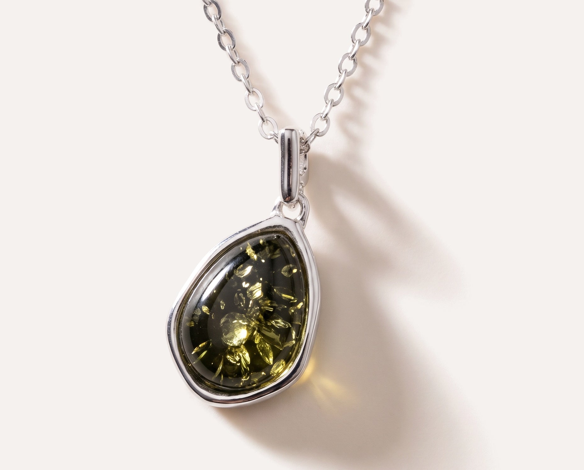 Green Amber ELEMENT Pendant Necklace — Baltic amber and sterling silver jewellery by Baltic Beauty