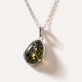 Green Amber ELEMENT Pendant Necklace — Baltic amber and sterling silver jewellery by Baltic Beauty