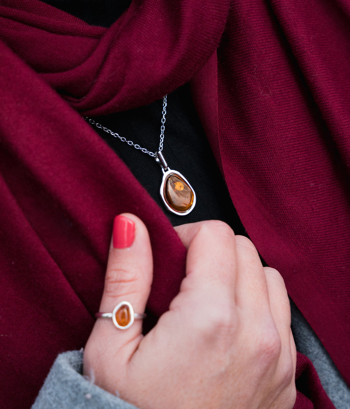 Amber ELEMENT Pendant Necklace — Baltic amber and sterling silver by Baltic Beauty