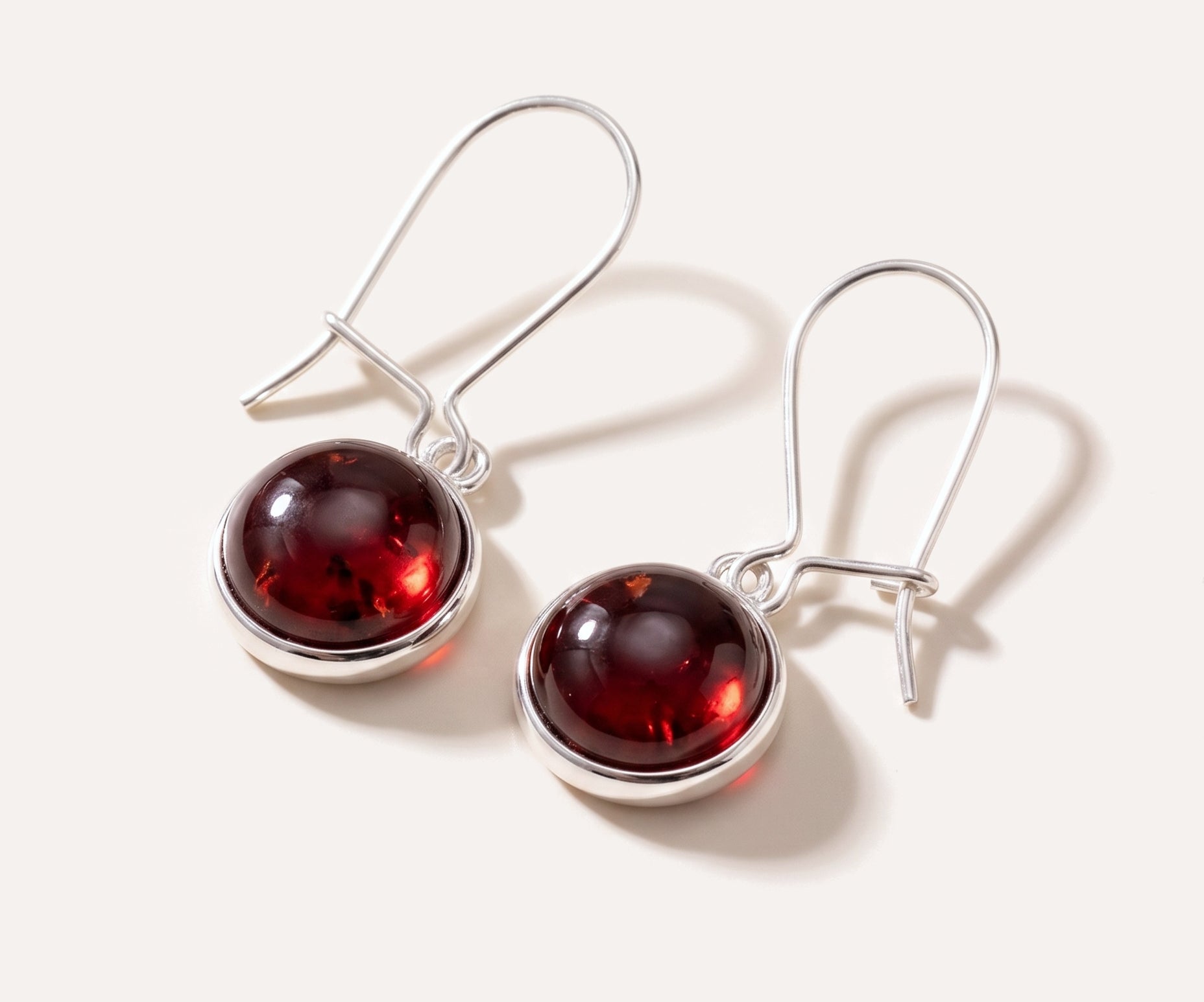ESSENTIALS Cherry Red Amber Drop Earrings — Baltic amber and sterling silver jewellery by Baltic Beauty