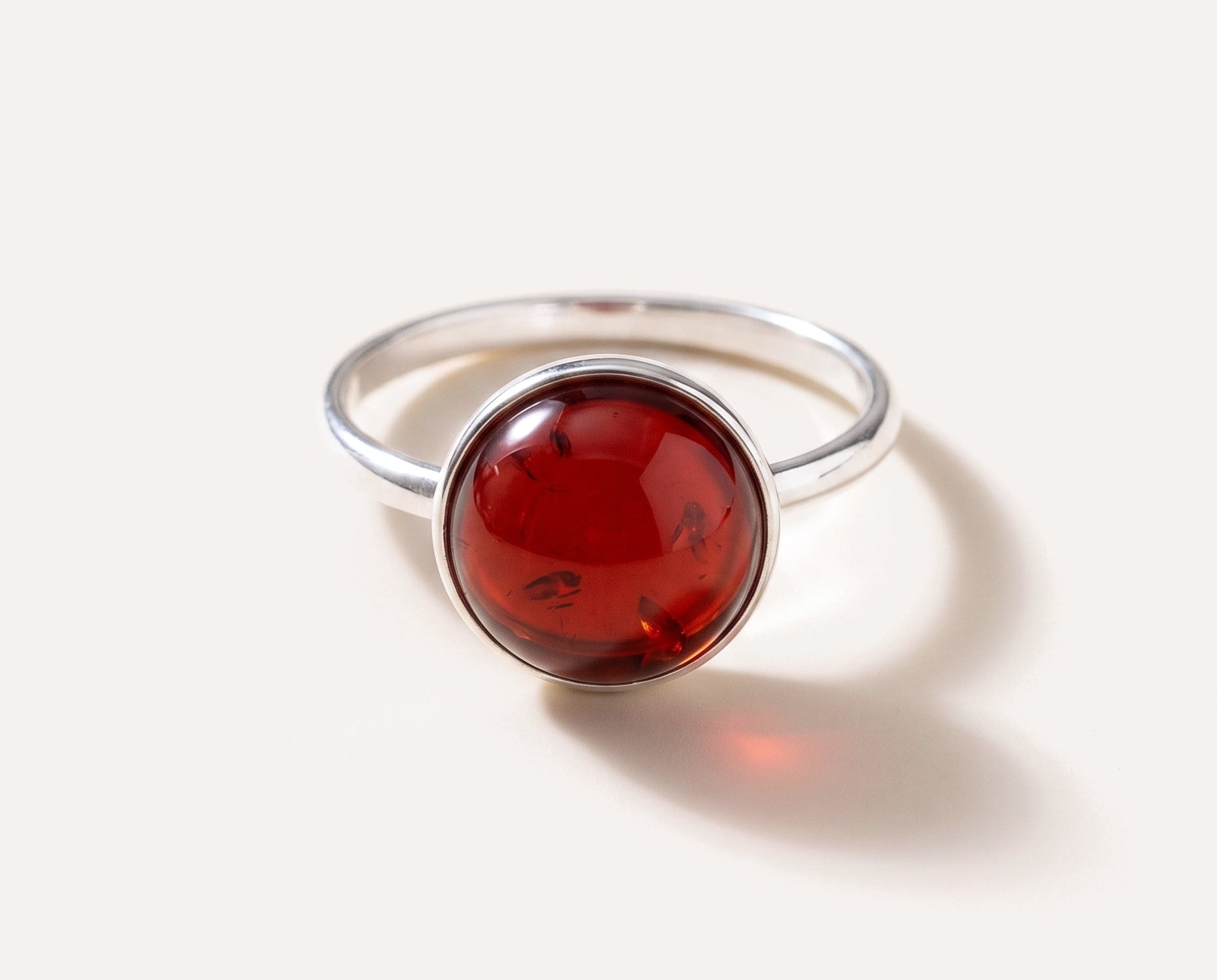 ESSENTIALS Cherry Red Amber Solitaire Ring — Baltic amber and sterling silver jewellery by Baltic Beauty