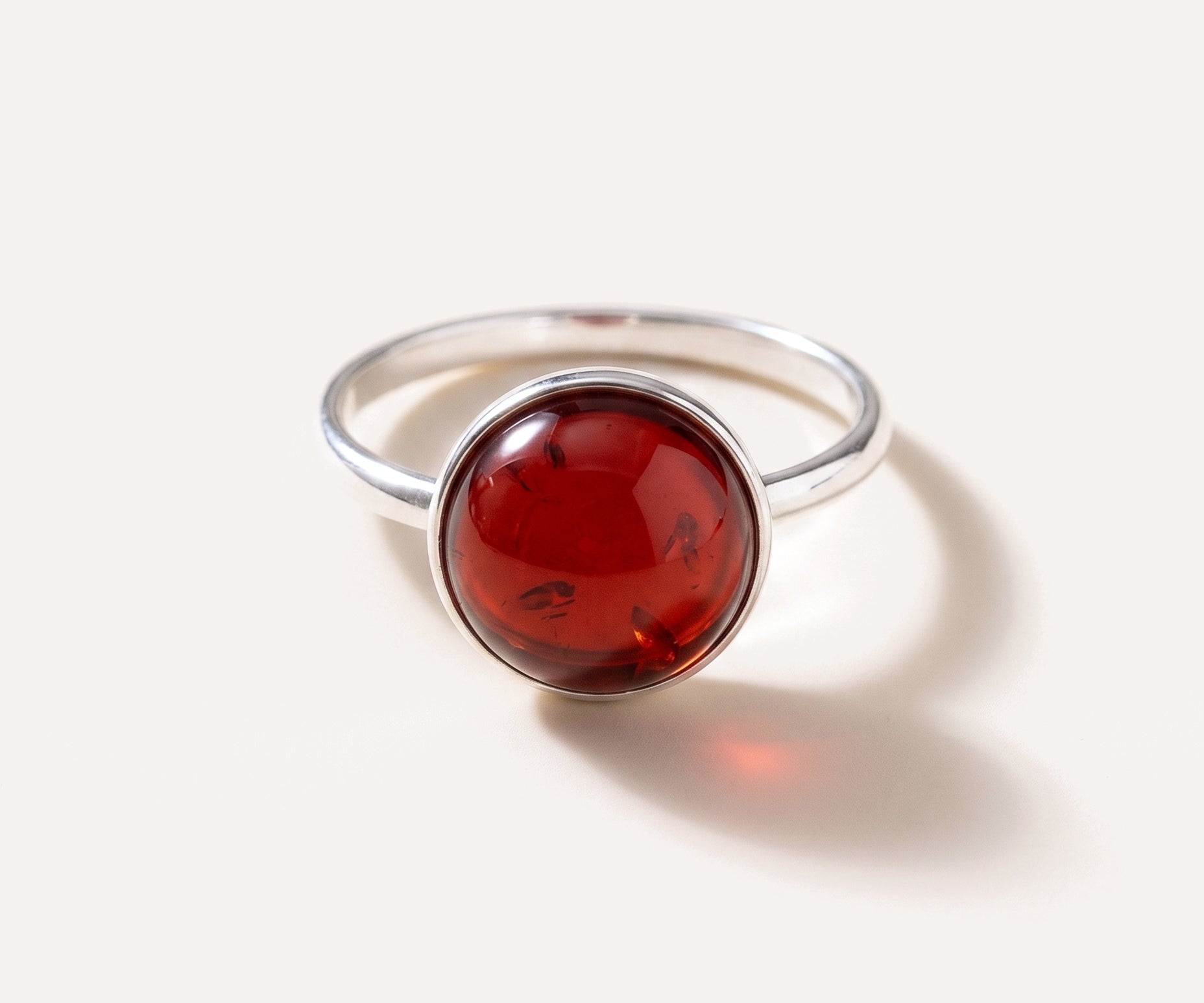 ESSENTIALS Cherry Red Amber Solitaire Ring — Baltic amber and sterling silver jewellery by Baltic Beauty