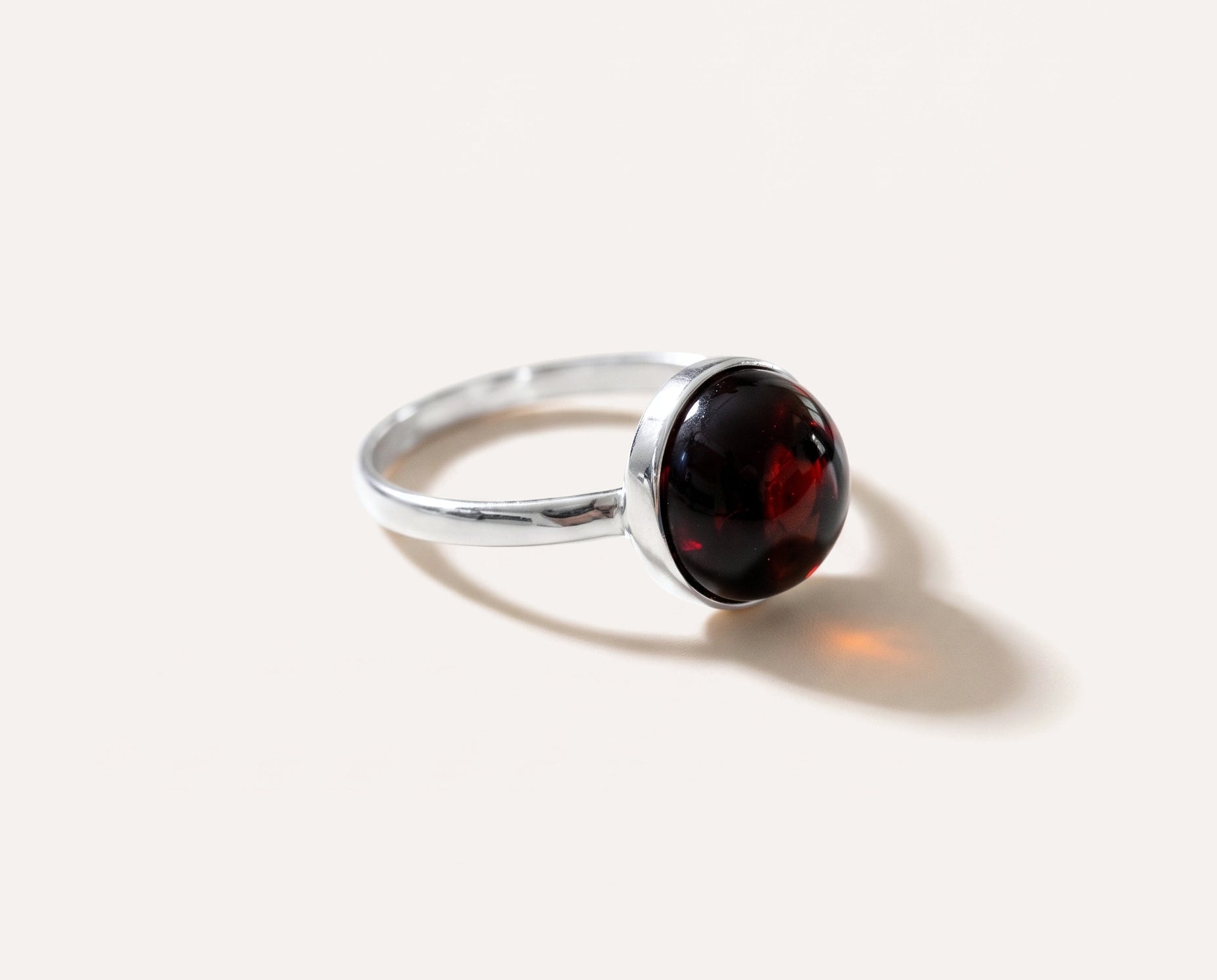 ESSENTIALS Cherry Red Amber Solitaire Ring — Baltic amber and sterling silver jewellery by Baltic Beauty