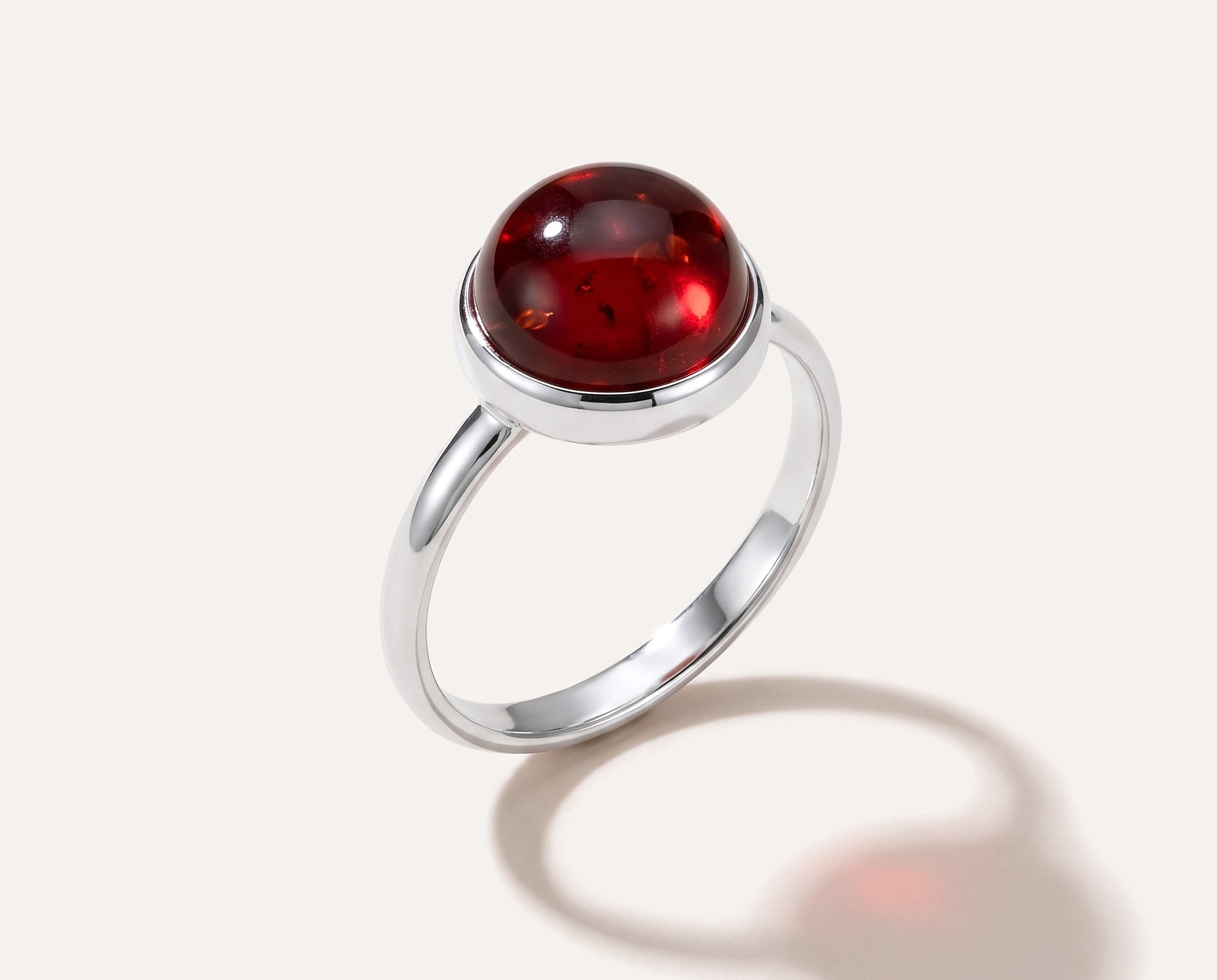 ESSENTIALS Cherry Red Amber Solitaire Ring — Baltic amber and sterling silver jewellery by Baltic Beauty