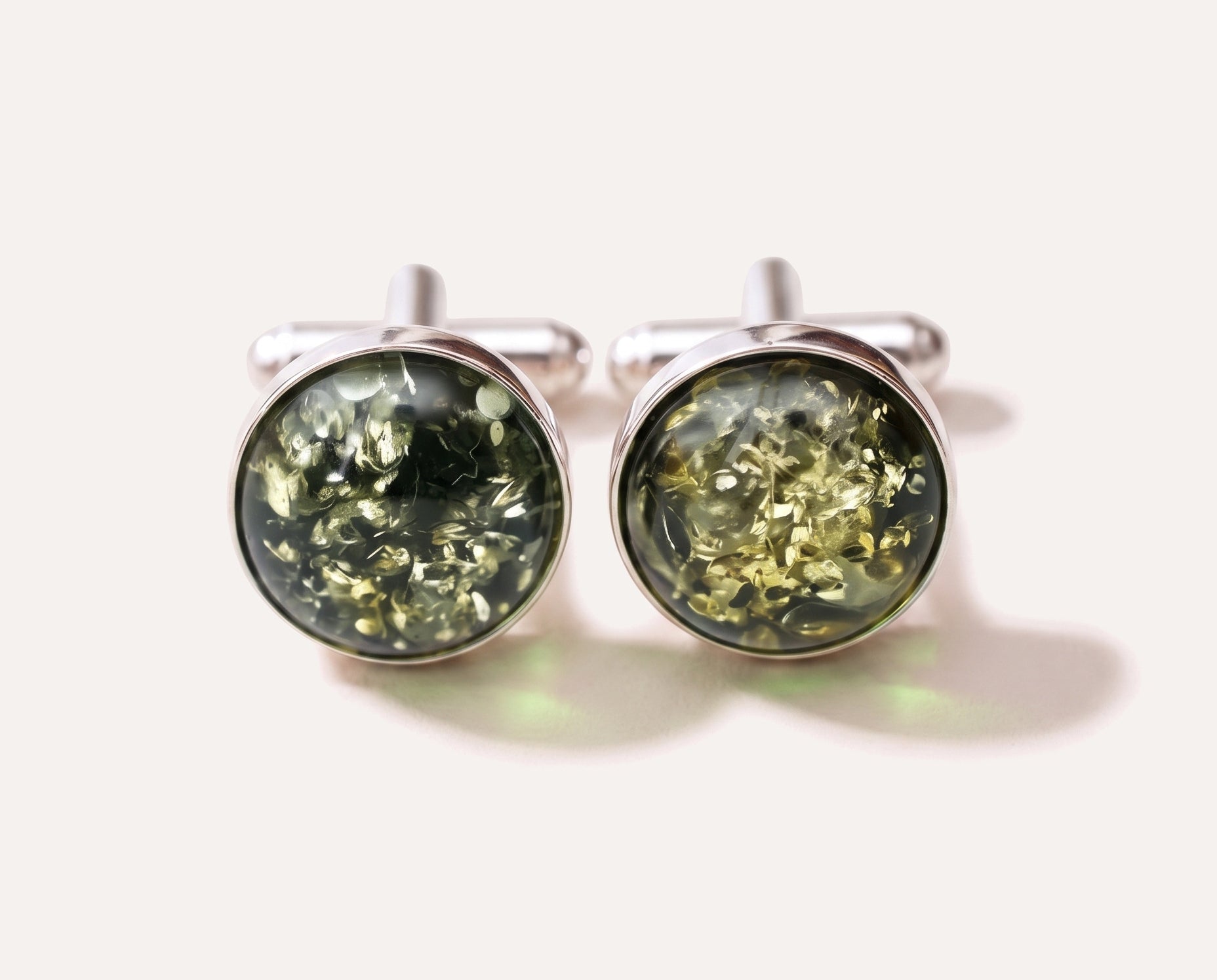 ESSENTIALS Green Amber Cufflinks — Baltic amber and sterling silver jewellery by Baltic Beauty