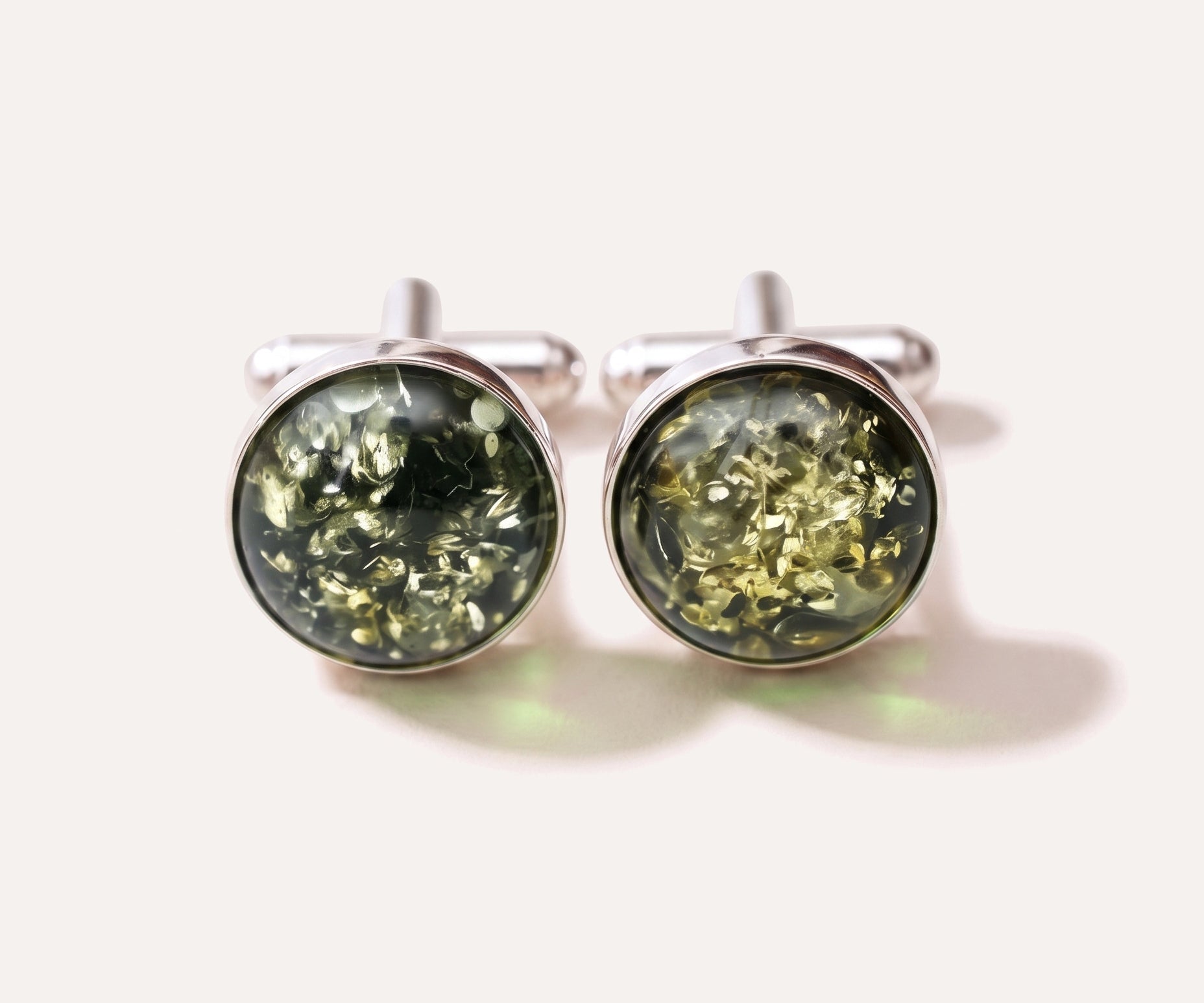 ESSENTIALS Green Amber Cufflinks — Baltic amber and sterling silver jewellery by Baltic Beauty
