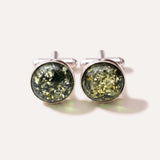 ESSENTIALS Green Amber Cufflinks — Baltic amber and sterling silver jewellery by Baltic Beauty