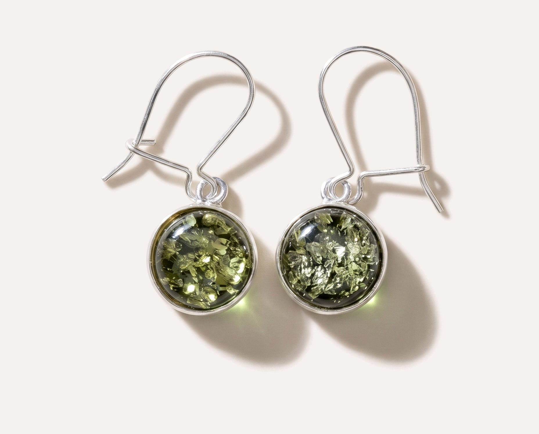 ESSENTIALS Green Amber Drop Earrings — Baltic amber and sterling silver jewellery by Baltic Beauty