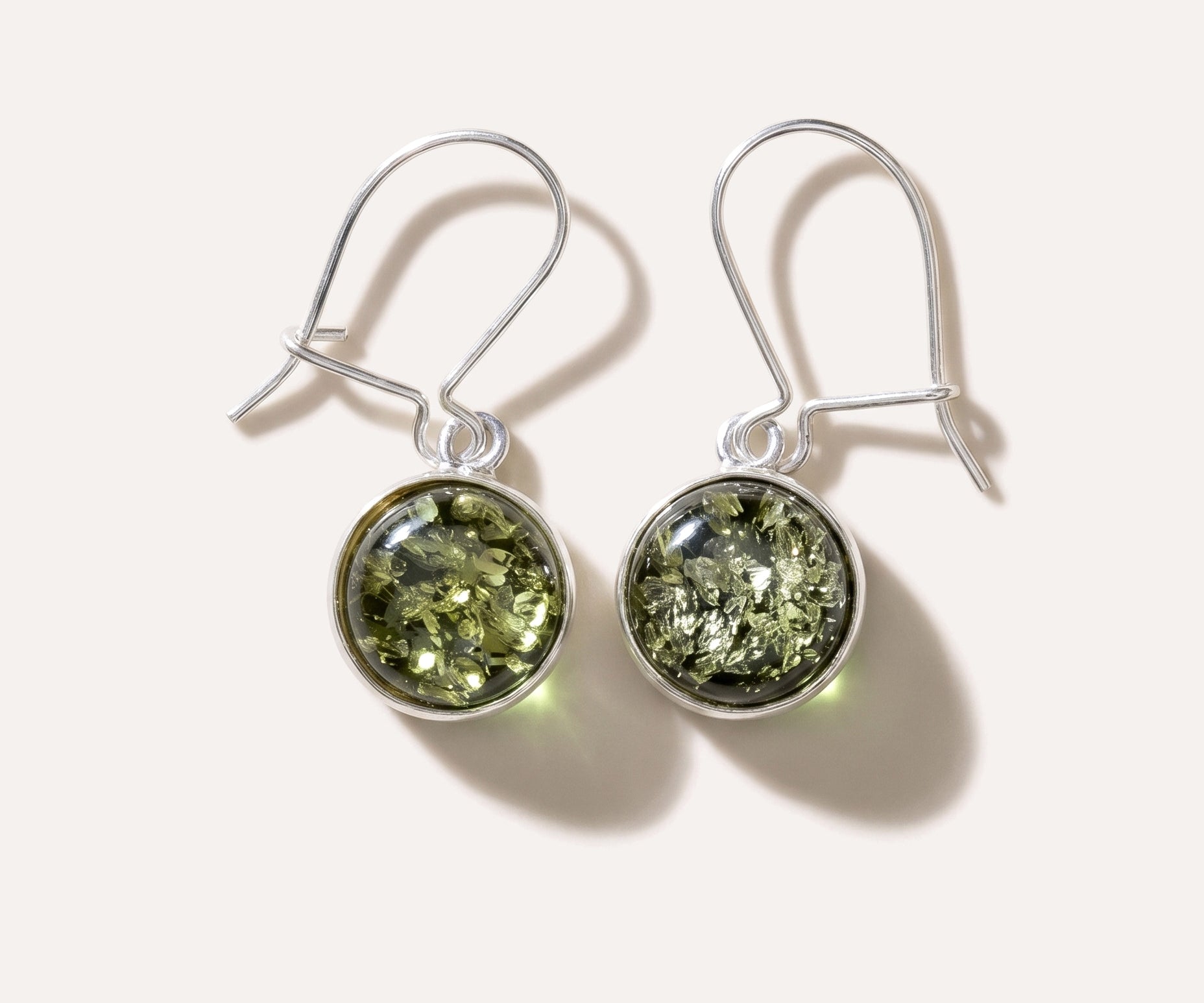 ESSENTIALS Green Amber Drop Earrings — Baltic amber and sterling silver jewellery by Baltic Beauty