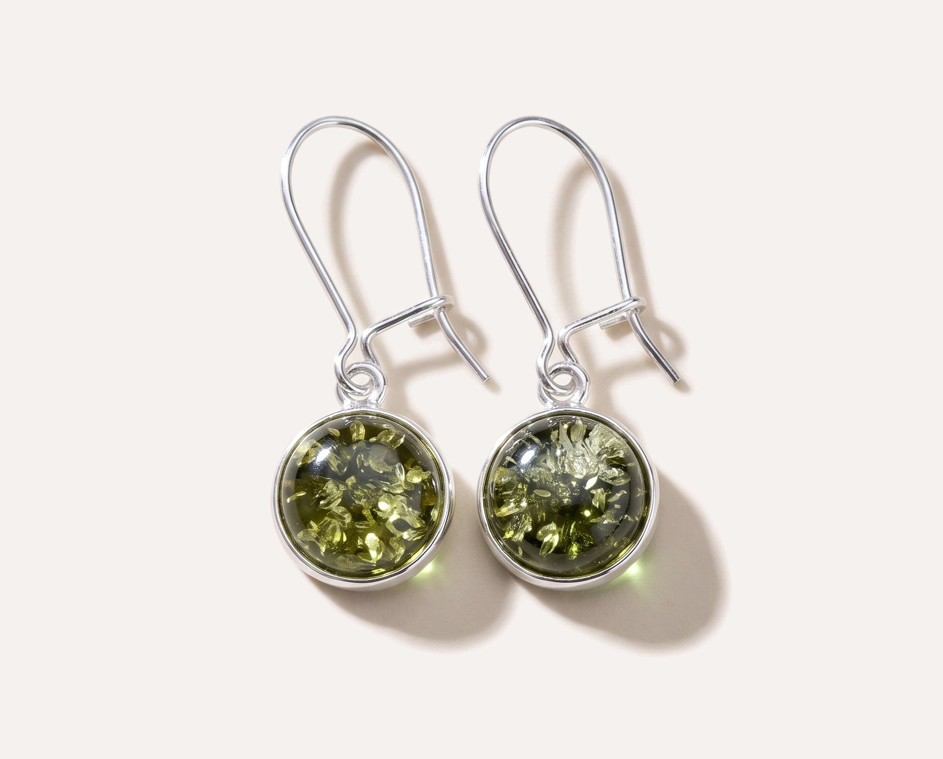 ESSENTIALS Green Amber Drop Earrings — Baltic amber and sterling silver jewellery by Baltic Beauty