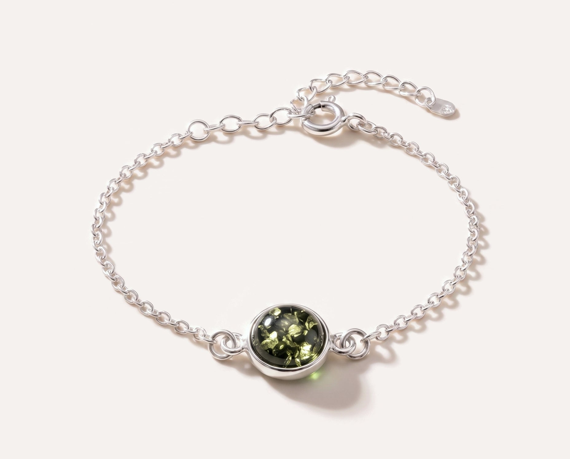 ESSENTIALS Green Amber Link Chain Bracelet — Baltic amber and sterling silver jewellery by Baltic Beauty