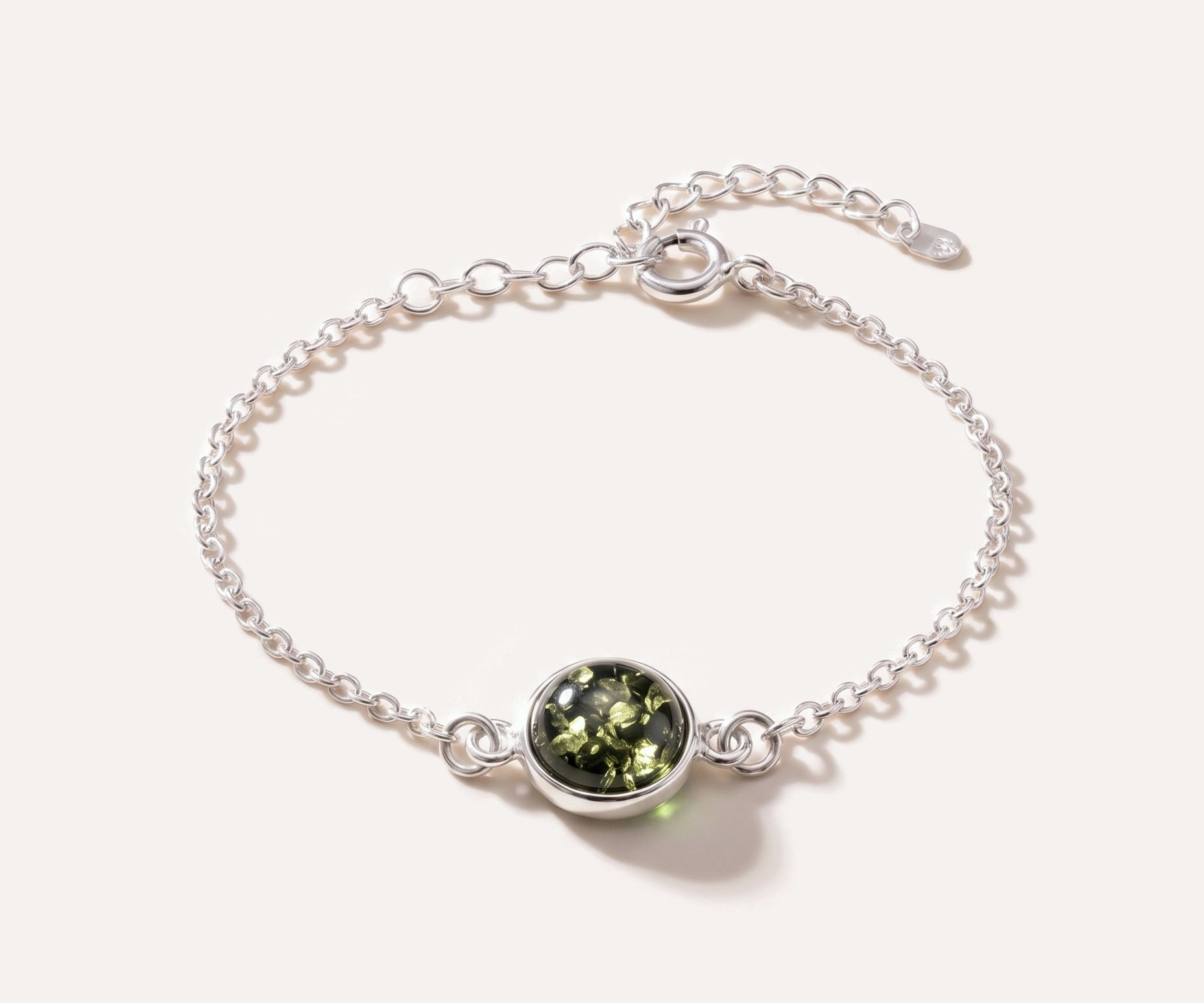 ESSENTIALS Green Amber Link Chain Bracelet — Baltic amber and sterling silver jewellery by Baltic Beauty