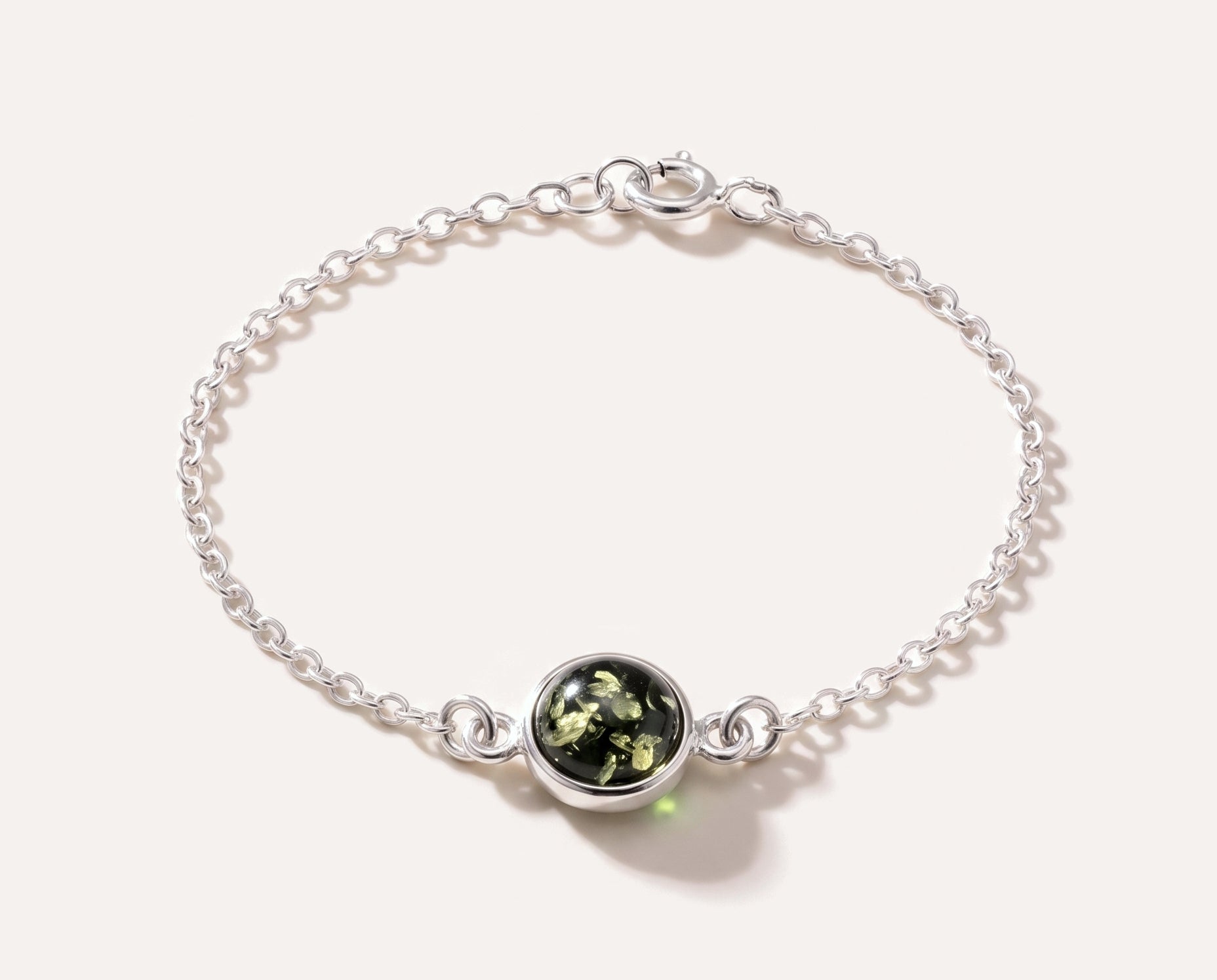 ESSENTIALS Green Amber Link Chain Bracelet — Baltic amber and sterling silver jewellery by Baltic Beauty