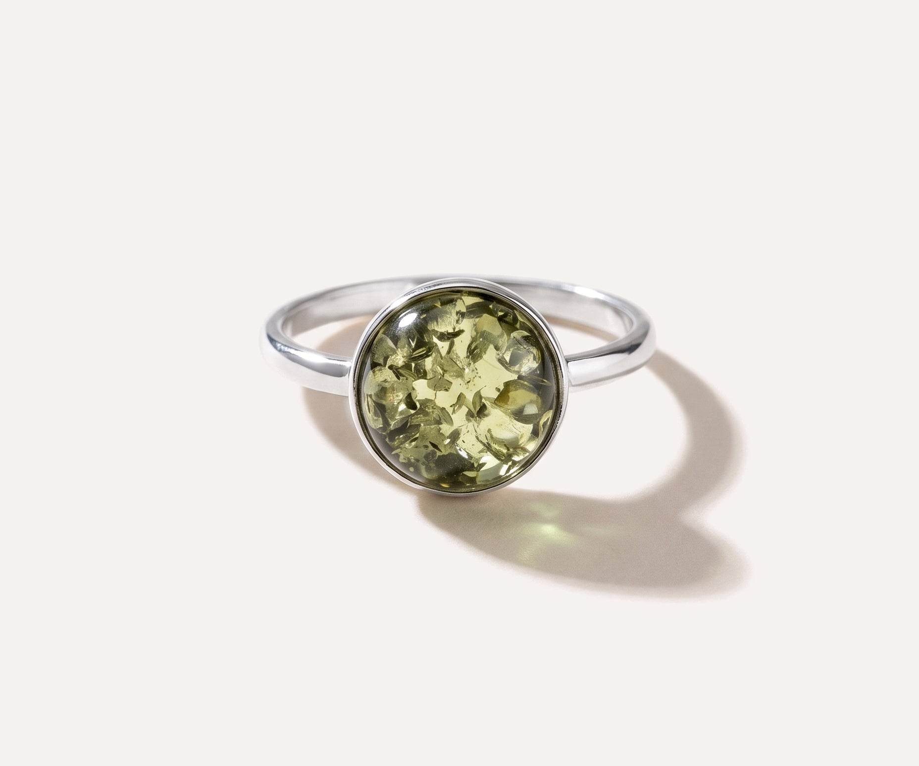 ESSENTIALS Green Amber Solitaire Ring — Baltic amber and sterling silver jewellery by Baltic Beauty