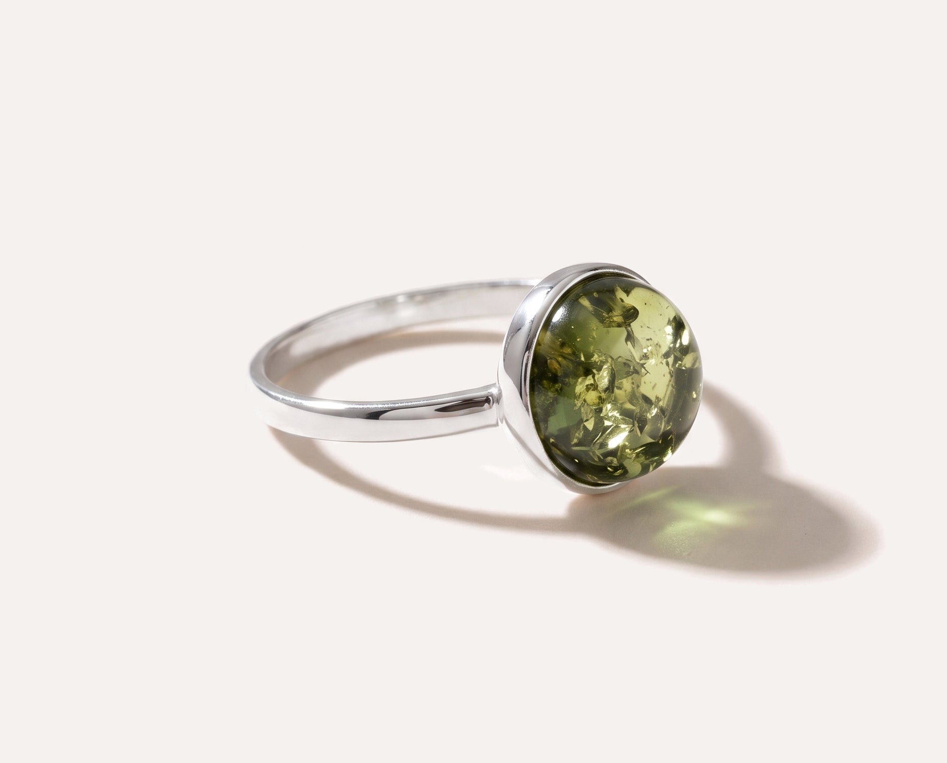 ESSENTIALS Green Amber Solitaire Ring — Baltic amber and sterling silver jewellery by Baltic Beauty