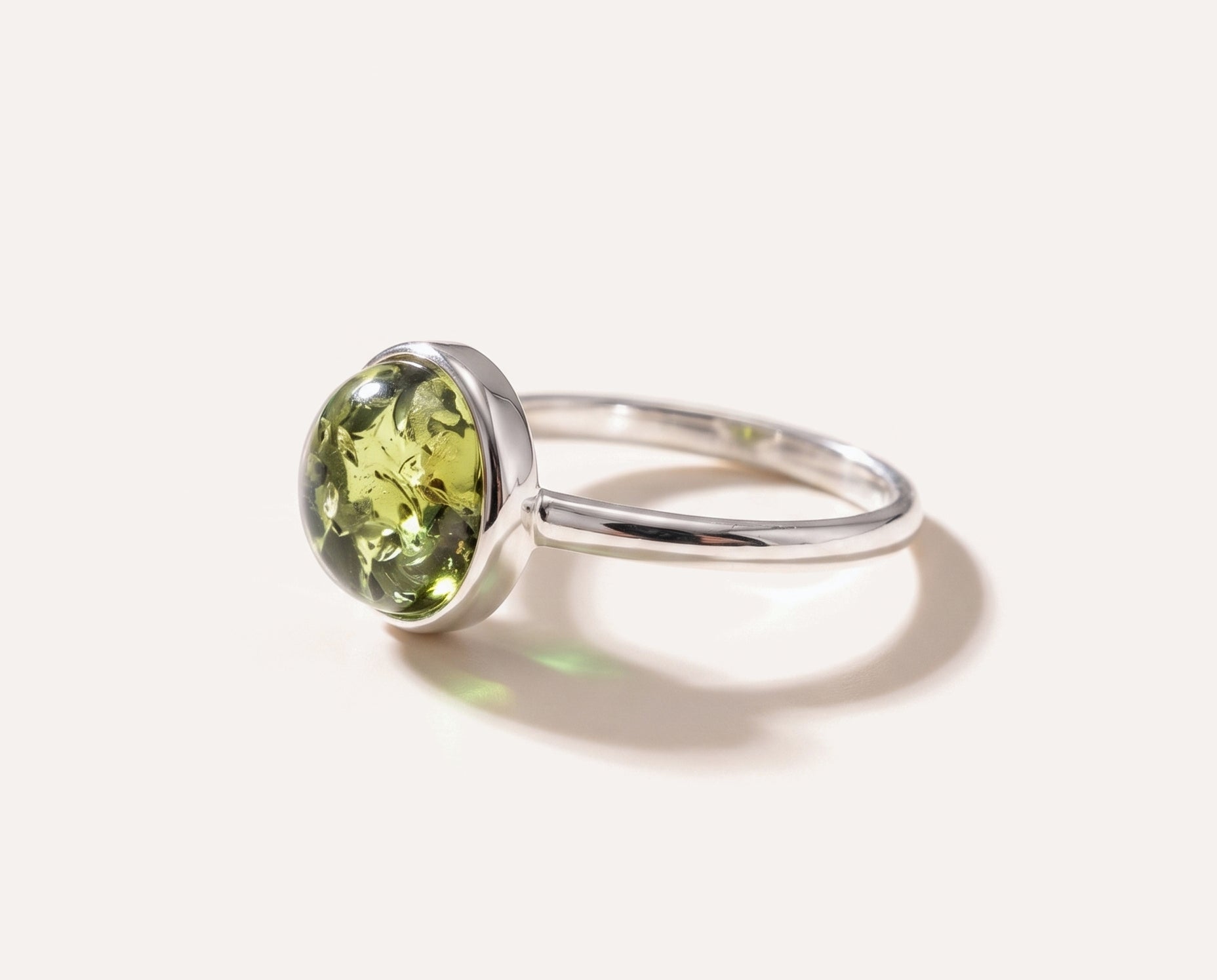ESSENTIALS Green Amber Solitaire Ring — Baltic amber and sterling silver jewellery by Baltic Beauty
