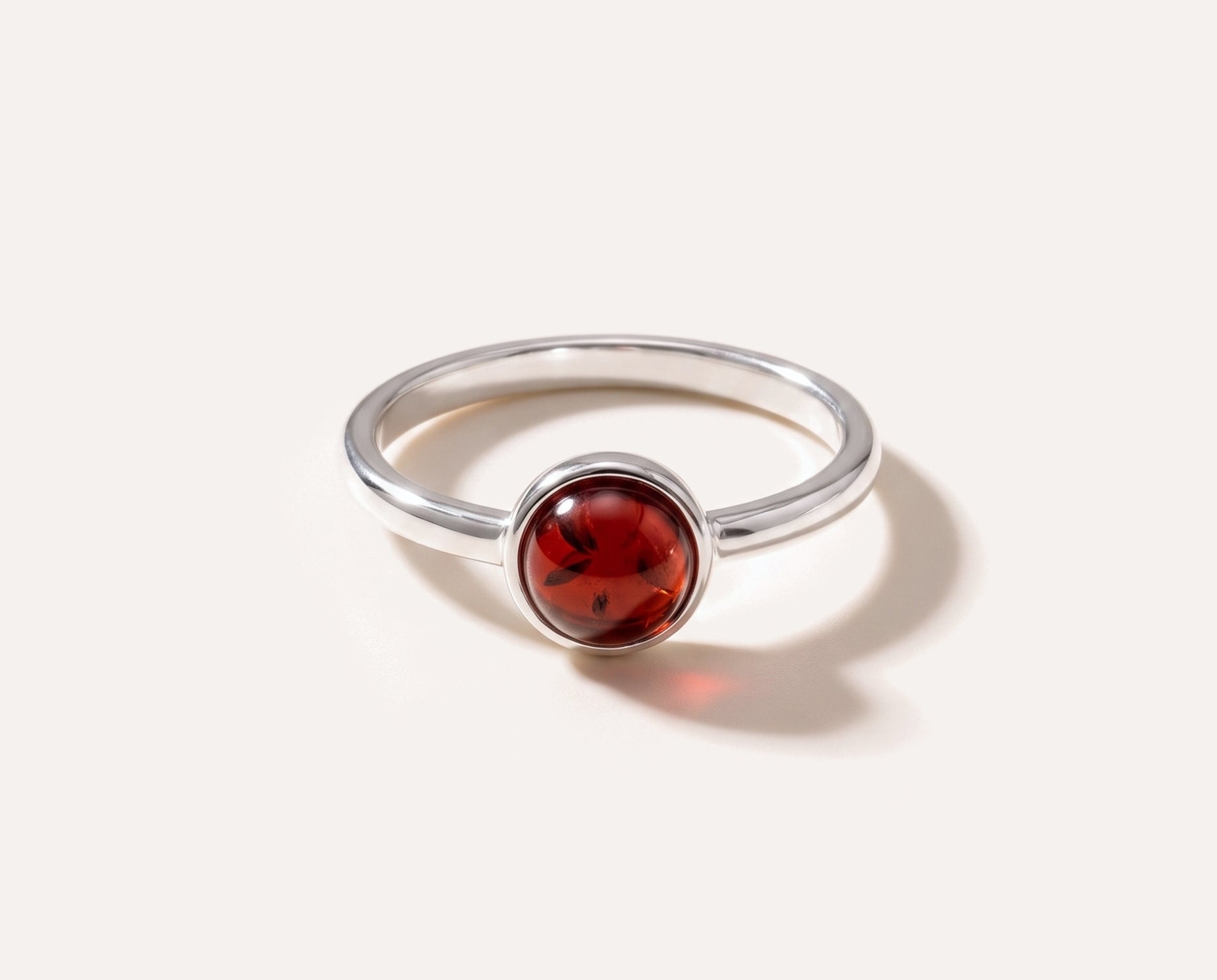 ESSENTIALS Mini Cherry Red Amber Stacking Ring — Baltic amber and sterling silver jewellery by Baltic Beauty