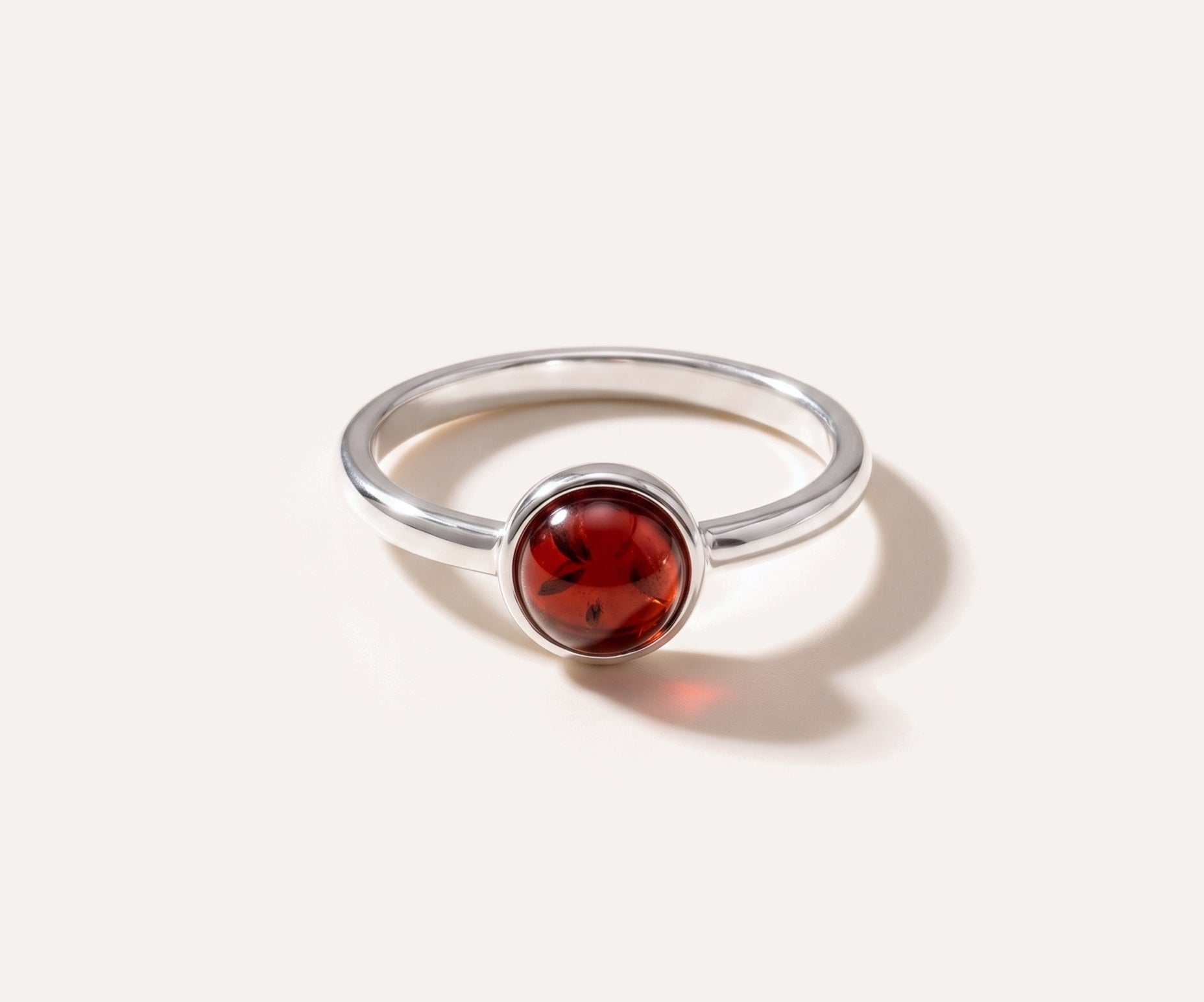 ESSENTIALS Mini Cherry Red Amber Stacking Ring — Baltic amber and sterling silver jewellery by Baltic Beauty