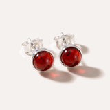 ESSENTIALS Mini Cherry Red Amber Stud Earrings — Baltic amber and sterling silver jewellery by Baltic Beauty