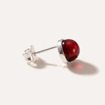 ESSENTIALS Mini Cherry Red Amber Stud Earrings — Baltic amber and sterling silver jewellery by Baltic Beauty