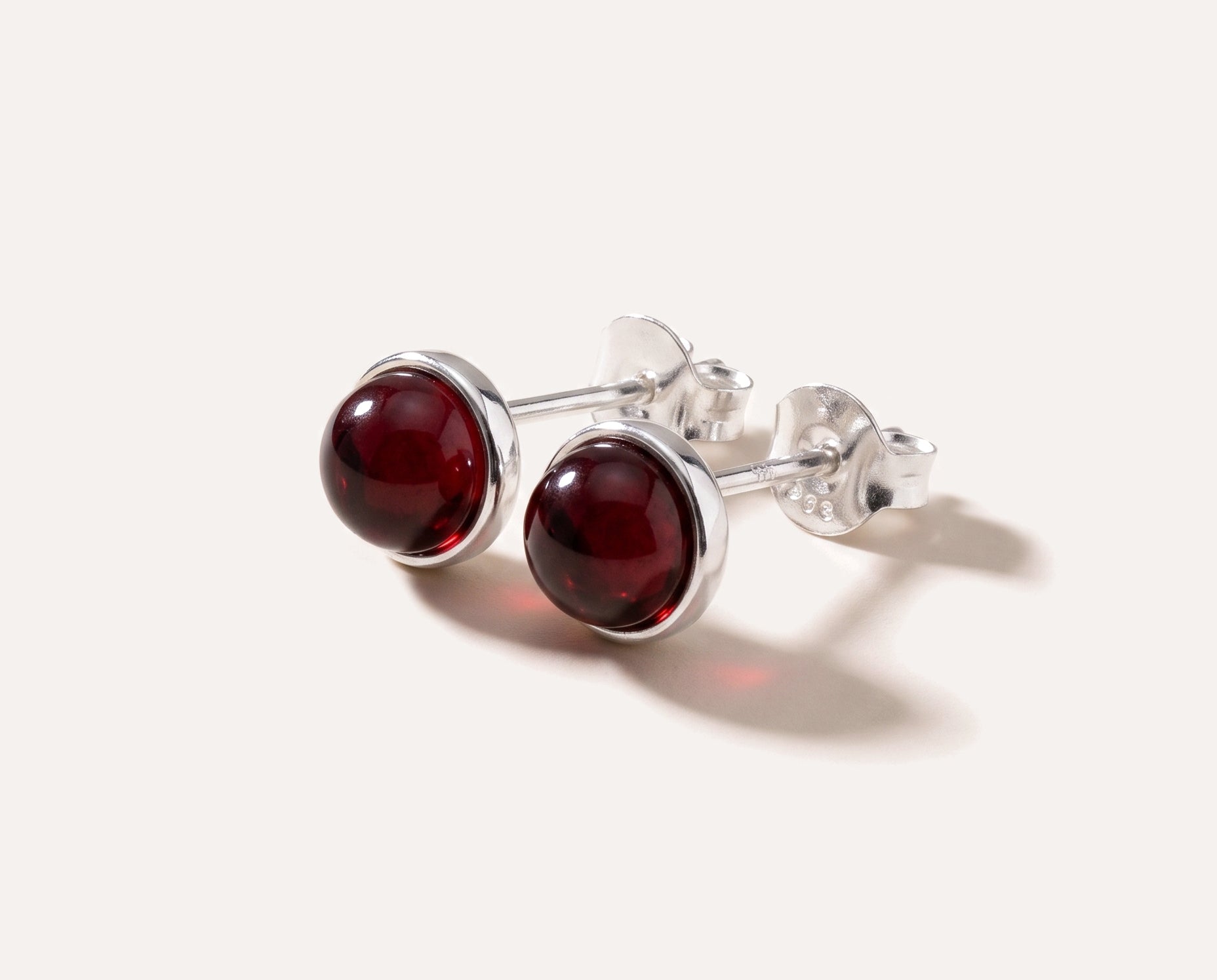 ESSENTIALS Mini Cherry Red Amber Stud Earrings — Baltic amber and sterling silver jewellery by Baltic Beauty